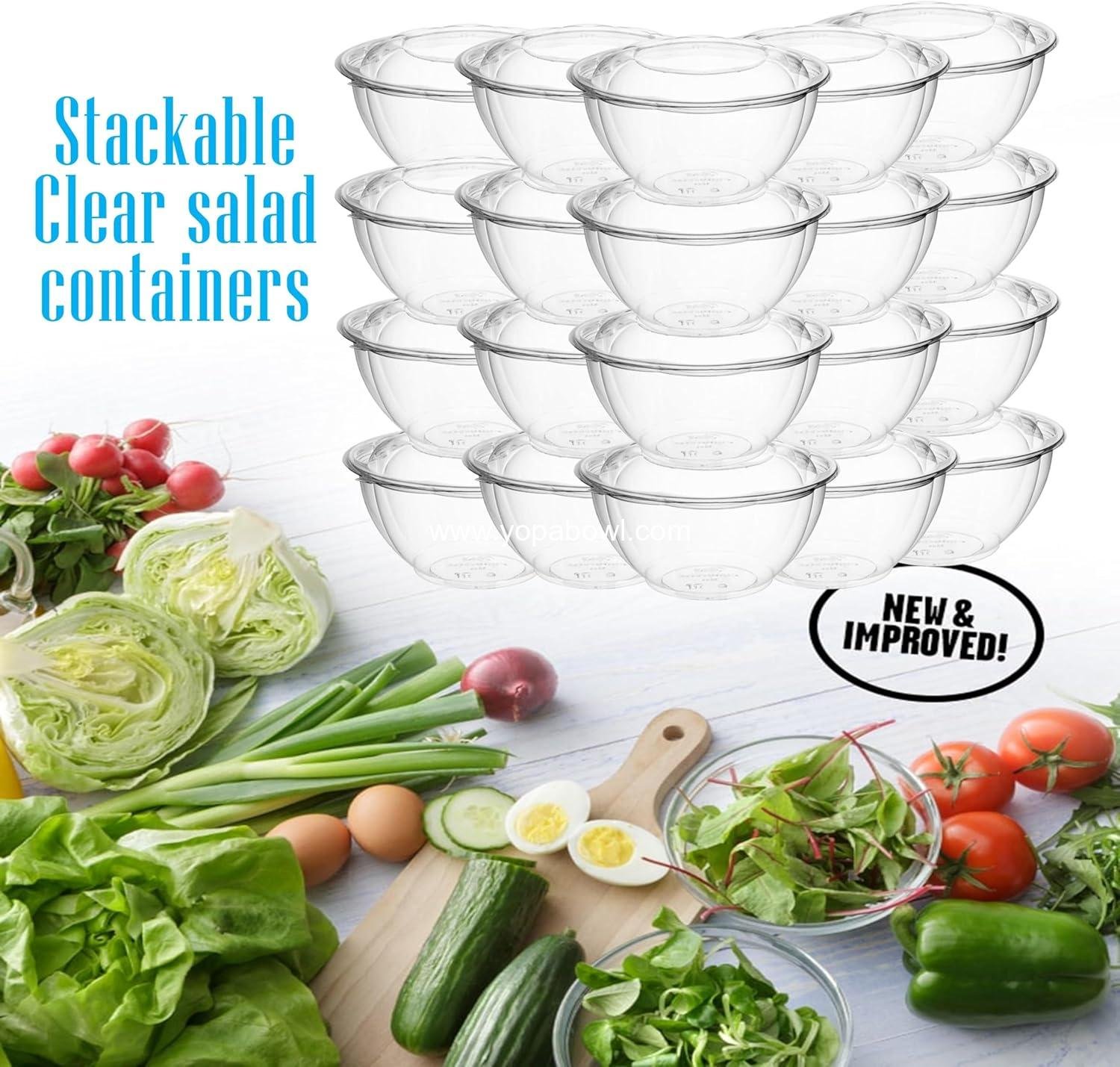 Wholesale 50 Pack Clear 24 Ounce Plastic Salad Bowls with Snap-On Lids - Airtight Disposable Containers for Lunch, Meal Prep, and Parties - Ideal for Salad Use, Factory