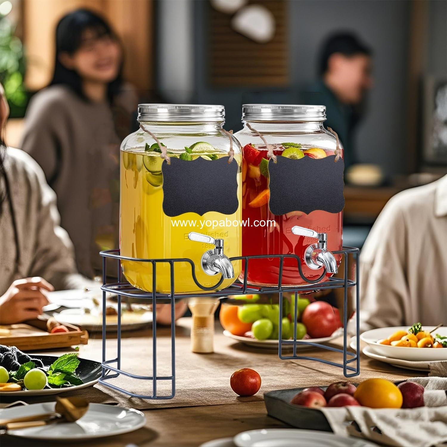 Wholesale 1 Gallon Glass Drink Dispenser with Stand, 2 Pack Beverage Dispenser with Stainless Steel Spigot, Water Lemonade Dispenser for Parties Factory Wholesale 1 Gallon Glass Drink Dispenser with Stand, 2 Pack Beverage Dispenser with Stainless Steel Spigot, Water Lemonade Dispenser for Parties Factory