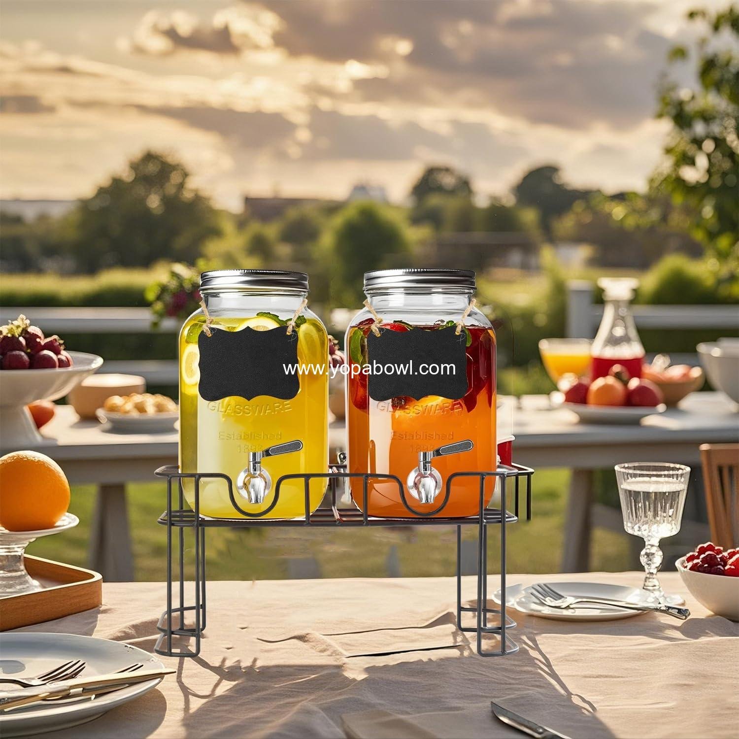 Wholesale 1 Gallon Glass Drink Dispenser with Stand, 2 Pack Beverage Dispenser with Stainless Steel Spigot, Water Lemonade Dispenser for Parties Factory Wholesale 1 Gallon Glass Drink Dispenser with Stand, 2 Pack Beverage Dispenser with Stainless Steel Spigot, Water Lemonade Dispenser for Parties Factory