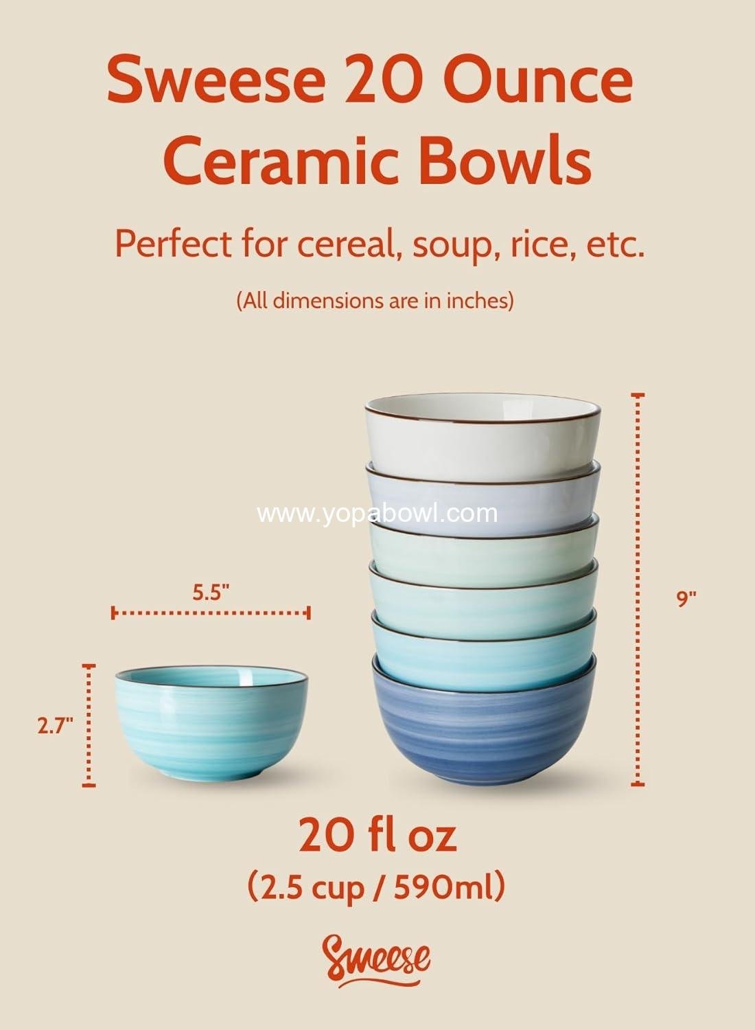 OEM 20 Oz Porcelain Cereal Bowls Set of 6, Multicolor, Lead-Free for Soup Salad Rice Snacks, Kitchen Decor Factory OEM 20 Oz Porcelain Cereal Bowls Set of 6, Multicolor, Lead-Free for Soup Salad Rice Snacks, Kitchen Decor Factory