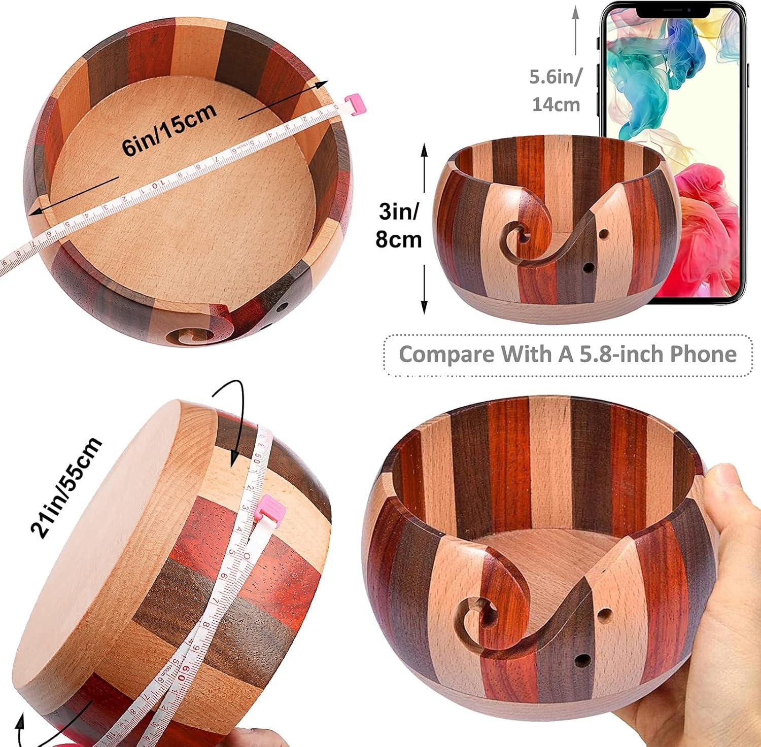 Wholesale Handmade Wooden Yarn Bowl Rosewood, Round Knitting and Crochet Storage with Holes - Ideal Accessories for Knitters, Factory