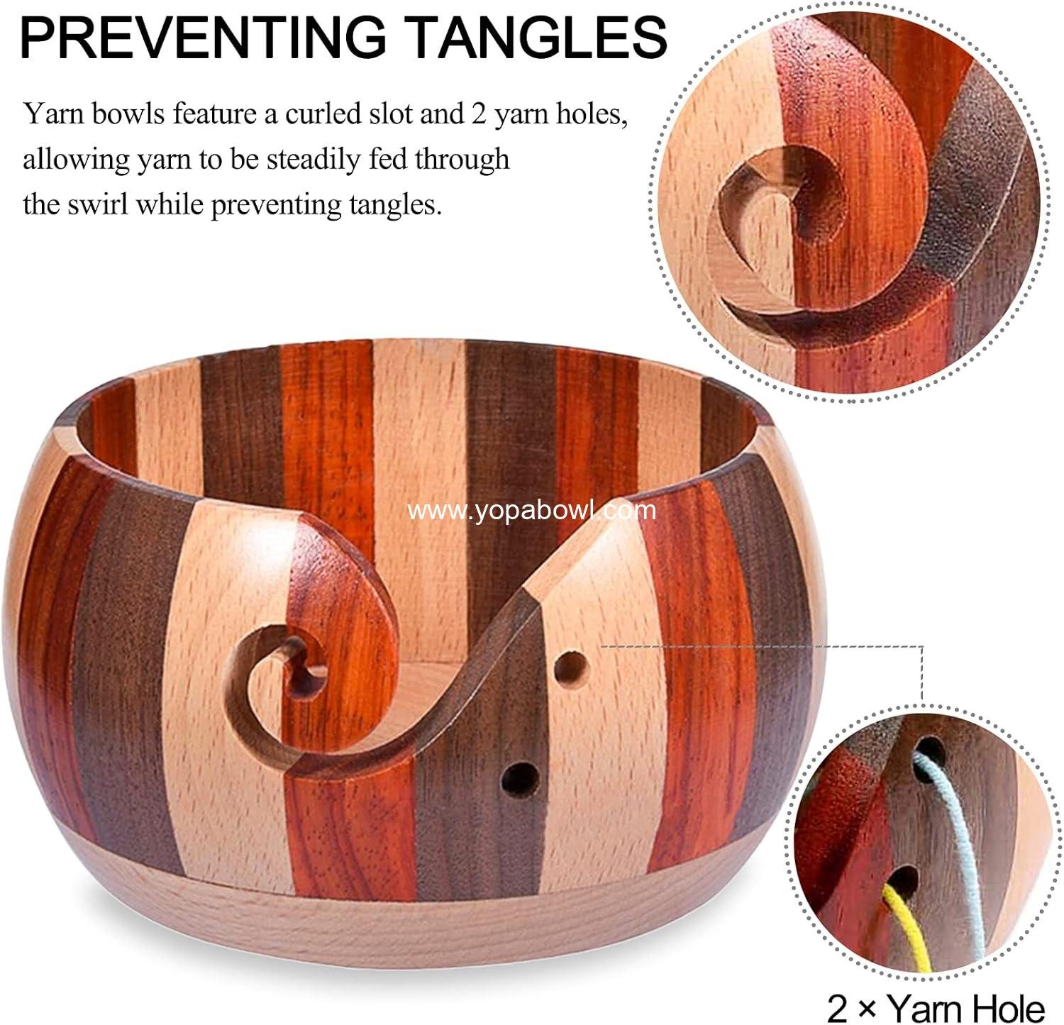 Wholesale Handmade Wooden Yarn Bowl Rosewood, Round Knitting and Crochet Storage with Holes - Ideal Accessories for Knitters, Factory