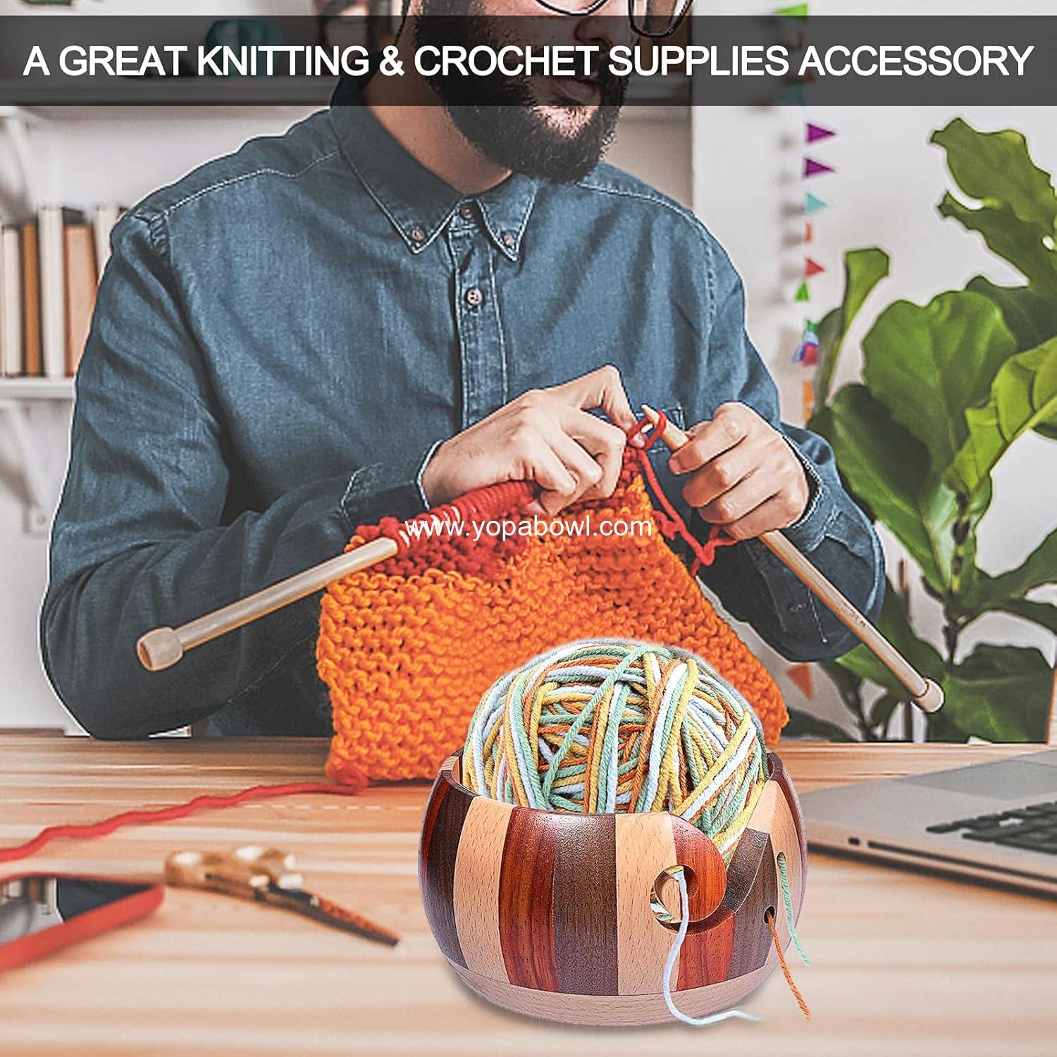 Wholesale Handmade Wooden Yarn Bowl Rosewood, Round Knitting and Crochet Storage with Holes - Ideal Accessories for Knitters, Factory