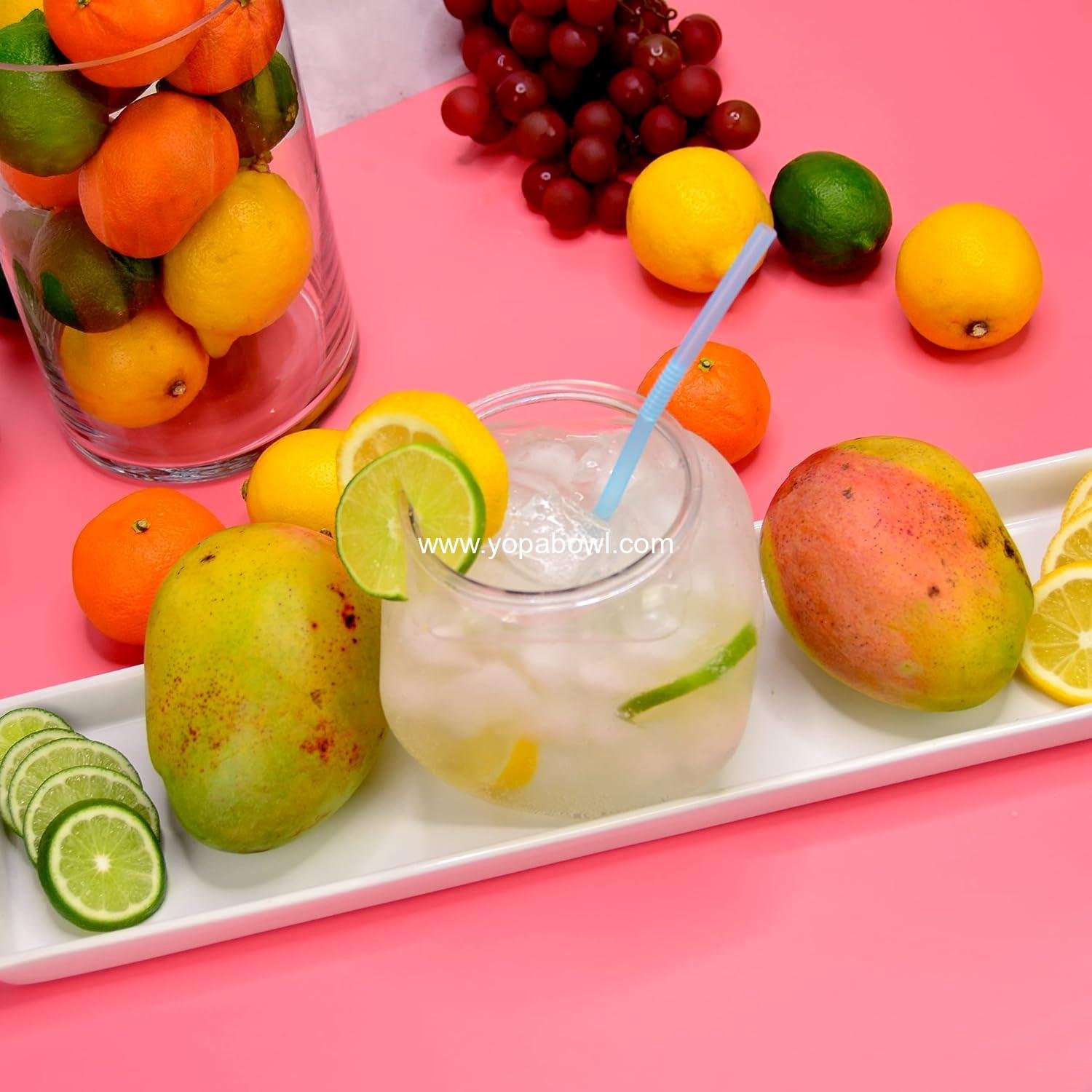 Wholesale Flat-Sided Fishbowl Party Cups – 4-Pack (22 oz) – Durable Plastic Design for Cocktails and Mocktails – Ideal for Indoor and Outdoor Events, BBQs, and Unique Party Favors - Manufacturer