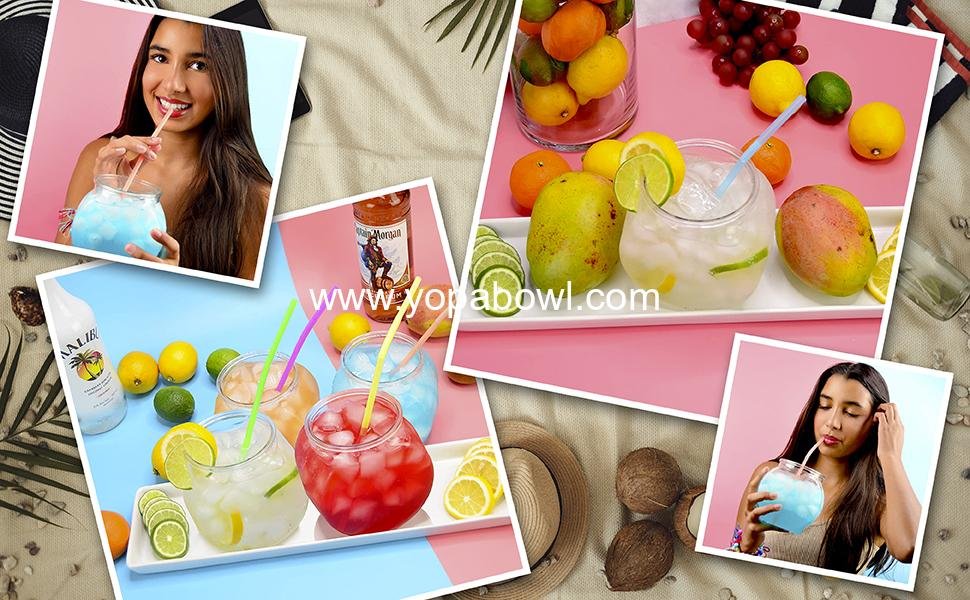 Wholesale Flat-Sided Fishbowl Party Cups – 4-Pack (22 oz) – Durable Plastic Design for Cocktails and Mocktails – Ideal for Indoor and Outdoor Events, BBQs, and Unique Party Favors - Manufacturer