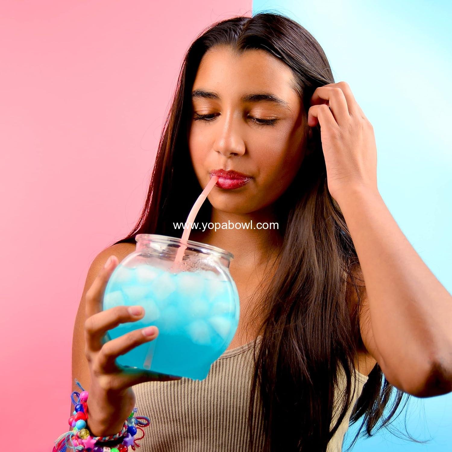 Wholesale Flat-Sided Fishbowl Party Cups – 4-Pack (22 oz) – Durable Plastic Design for Cocktails and Mocktails – Ideal for Indoor and Outdoor Events, BBQs, and Unique Party Favors - Manufacturer