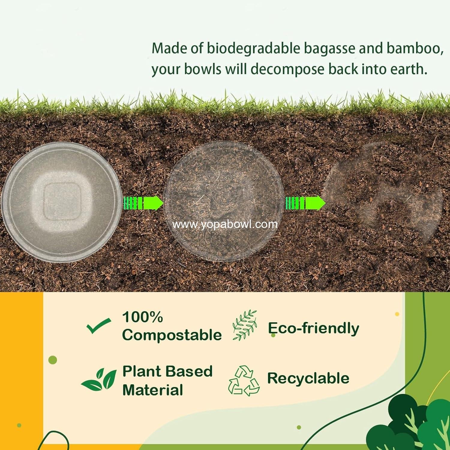 Wholesale 48 Oz Disposable Bowls - Heavy Duty Compostable Bowls Made from Sugarcane and Bamboo Fibers, Microwave Safe - Large Paper Bowls for Soup, Salad, Ramen, Popcorn, etc. [50 Pack] Factory