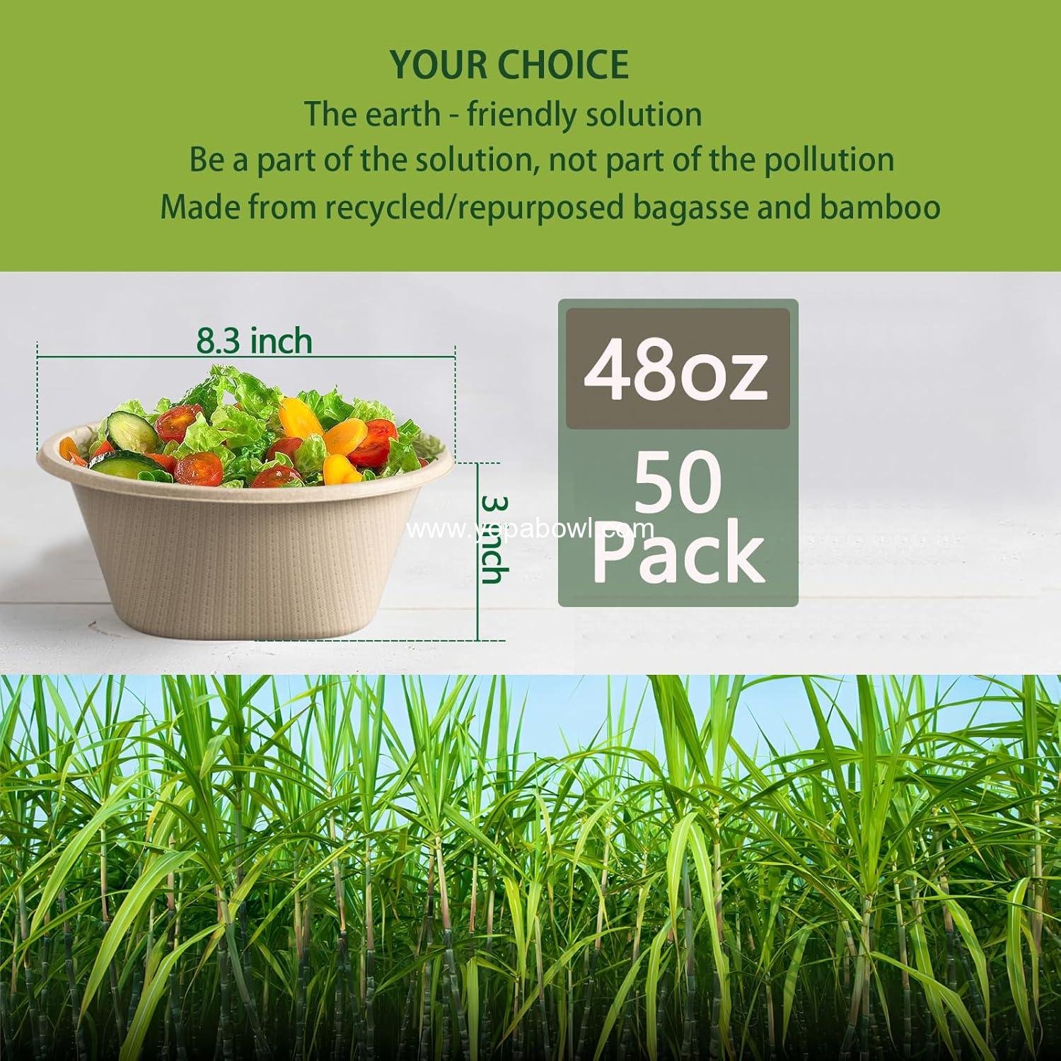 Wholesale 48 Oz Disposable Bowls - Heavy Duty Compostable Bowls Made from Sugarcane and Bamboo Fibers, Microwave Safe - Large Paper Bowls for Soup, Salad, Ramen, Popcorn, etc. [50 Pack] Factory