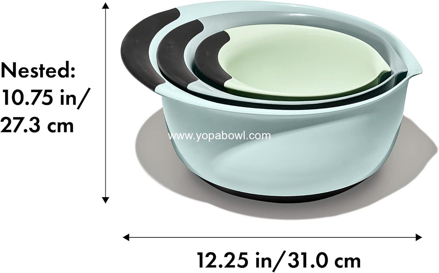 Wholesale 3-Piece Plastic Mixing Bowl Set - Cadet Blue, Tower Gray, Jade, Small, Medium, Large Factory
