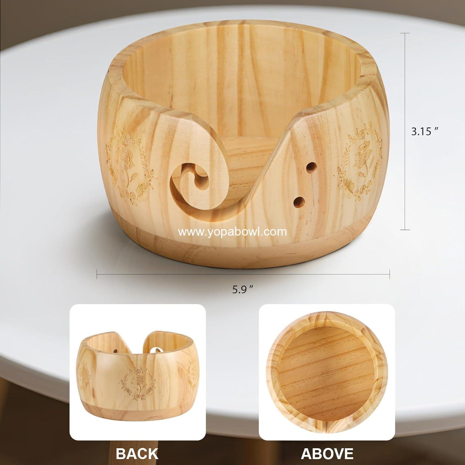 Wholesale Wooden Yarn Bowl for Crocheting and Knitting with Holes, Handcrafted Design for Easy Use, Factory