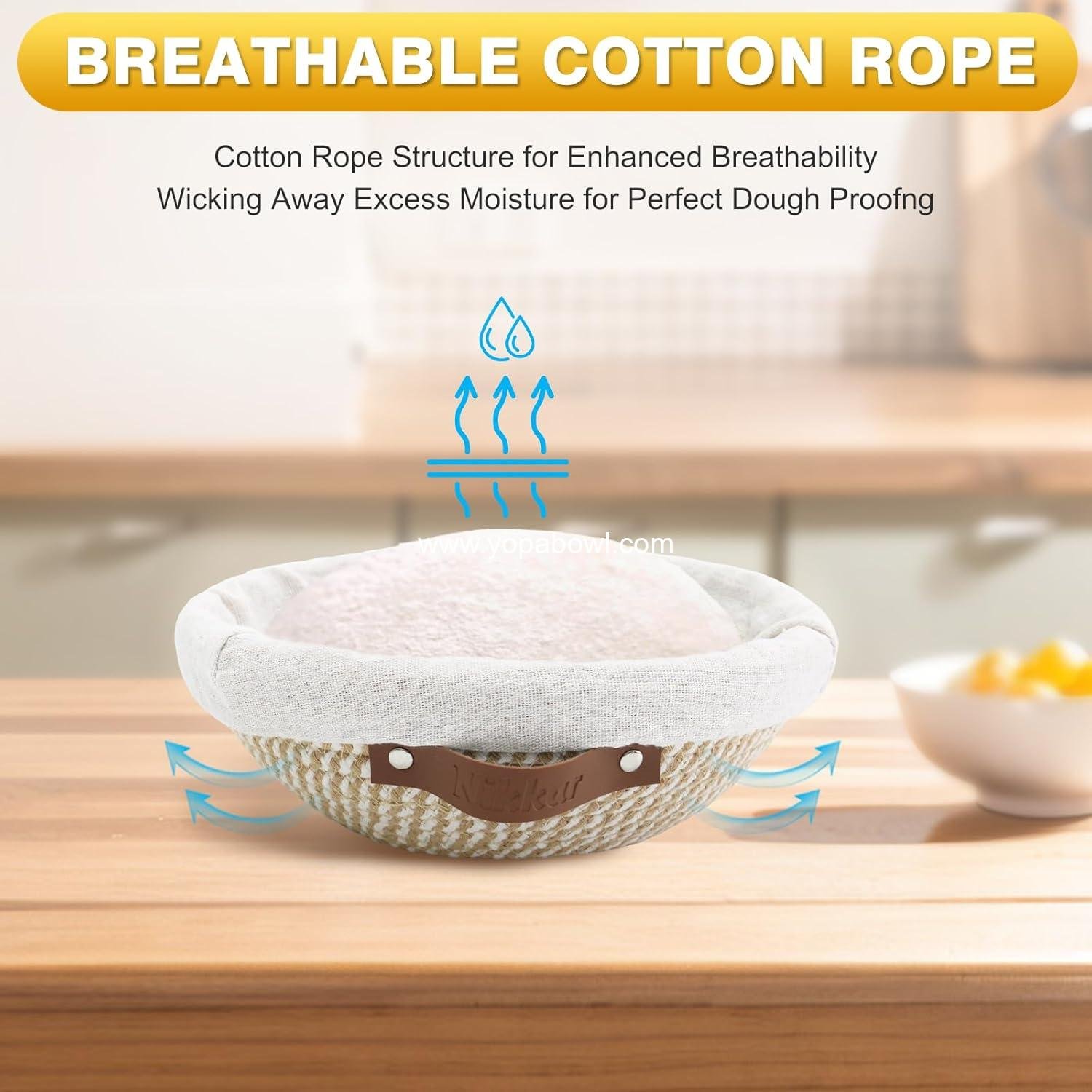 Wholesale Round & Oval Cotton Rope Sourdough Bread Proofing Basket Set of 2 - 9, 10, 11 Inches with Liners & Covers - Perfect Baking Supplies for Women, Moms, and Bakers - Factory