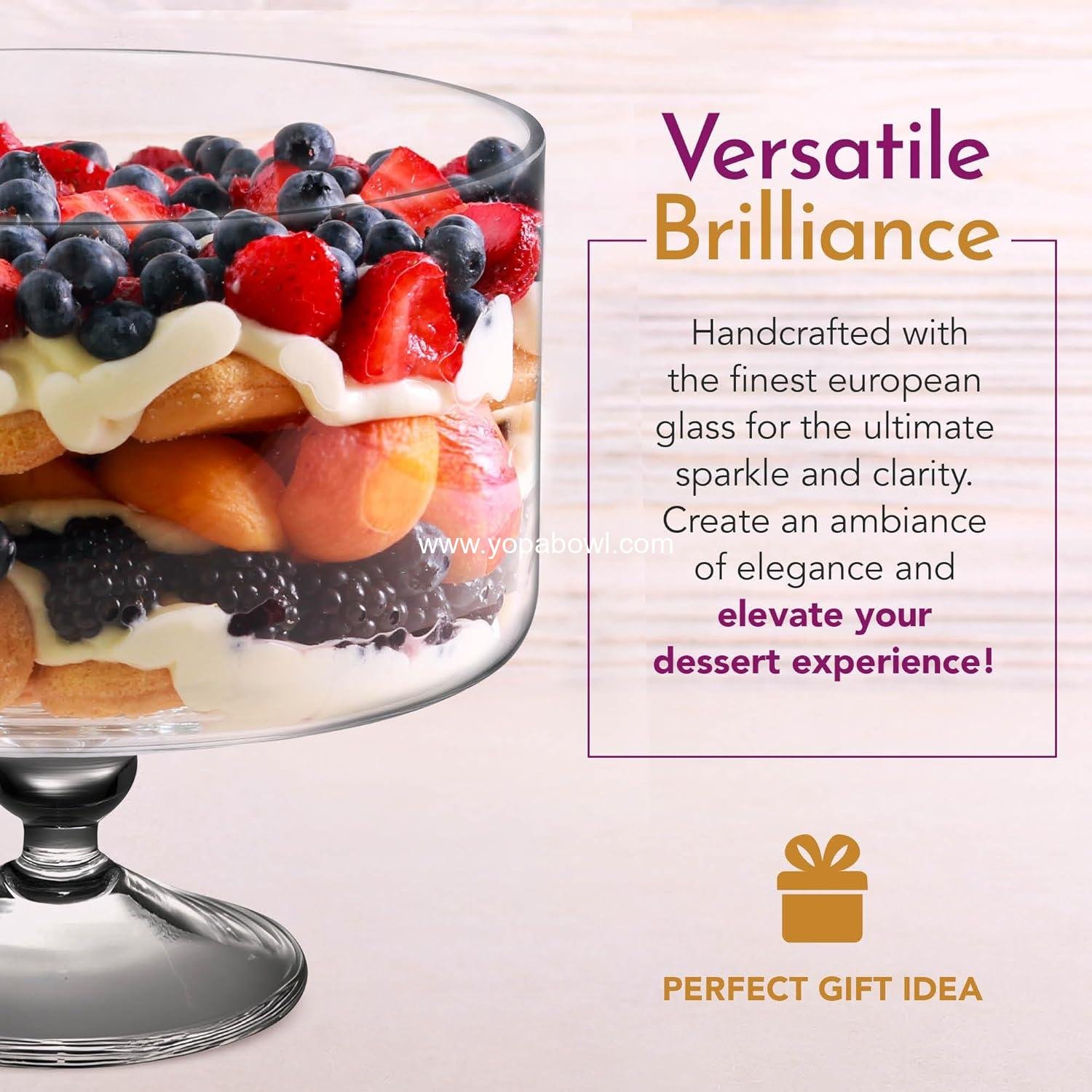 Wholesale Large 170 oz Trifle Bowl - Glass Pedestal Serving Bowl - 5 Quart - 9.5 Inch Round Cake Display Stand for Dessert, Fruit, Salad - Manufacturer