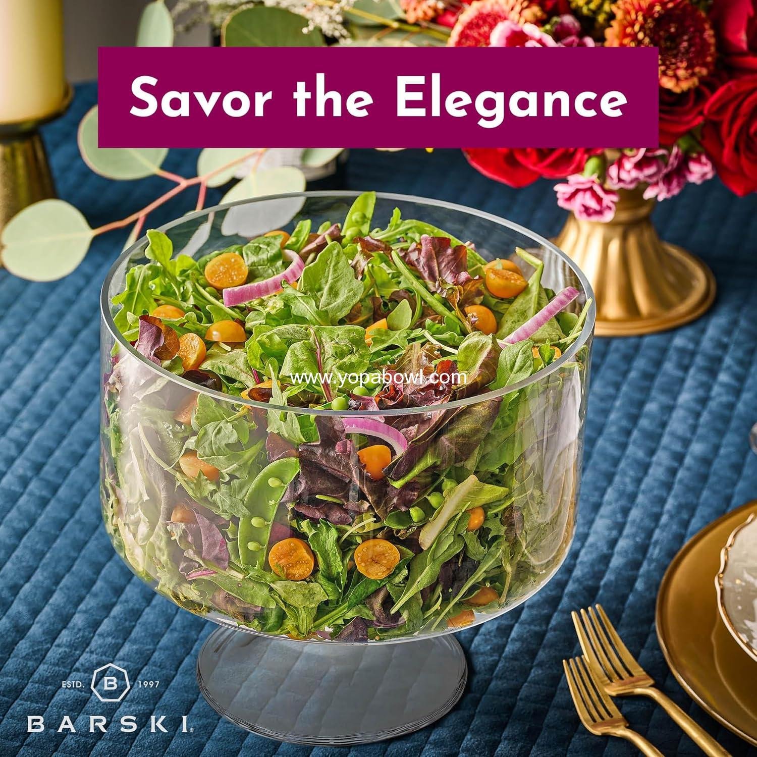 Wholesale Large 170 oz Trifle Bowl - Glass Pedestal Serving Bowl - 5 Quart - 9.5 Inch Round Cake Display Stand for Dessert, Fruit, Salad - Manufacturer