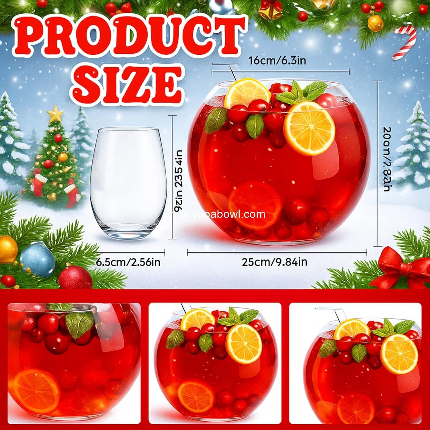 Wholesale Glass Punch Bowl Set - Large Christmas Party Bowl with 6 Punch Cups and Ladle, Perfect for Holiday Centerpiece Decorations, Factory