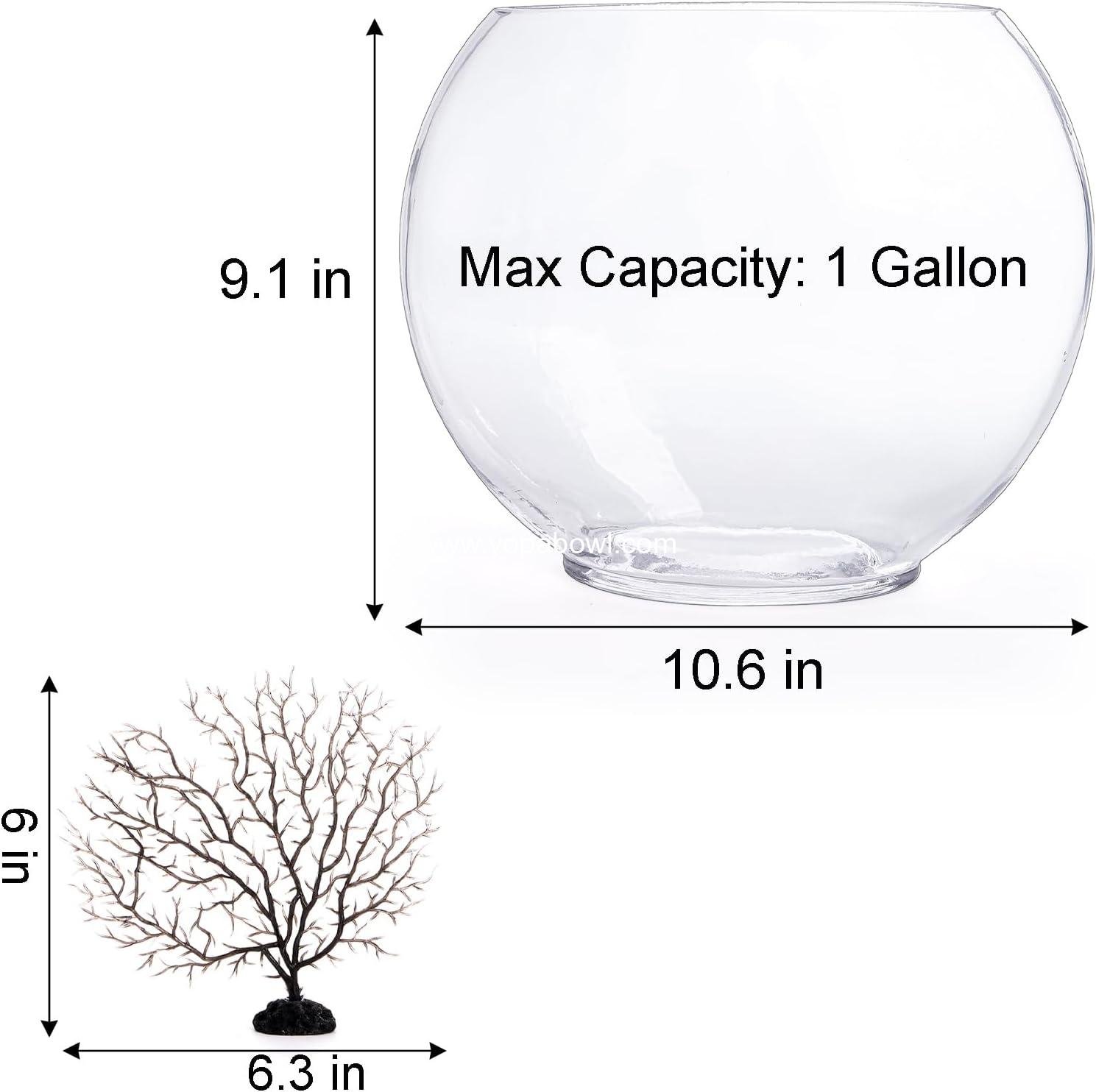 Wholesale Mini Oblate Glass Fish Bowl, 1 Gallon Small Tank with Blue Aquarium Sand and Coral Ornament for Betta Fish - Factory