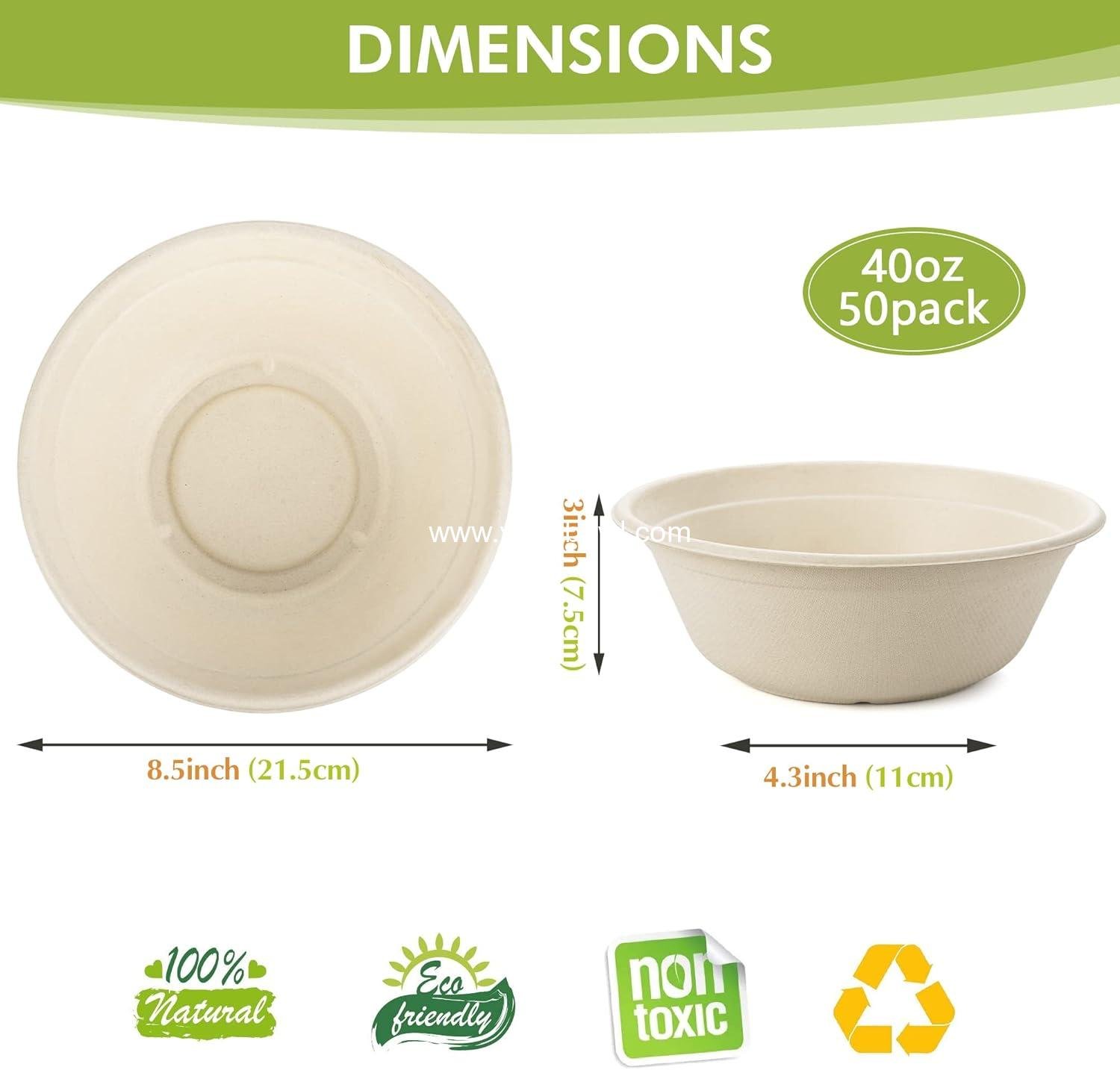 Wholesale 40 Oz Disposable Paper Bowls [50 Pack] - 100% Compostable, Biodegradable, Eco-Friendly Natural Colour Bowls for Salad, Hot Soup, and Pasta - Convenient for Daily Use, Factory