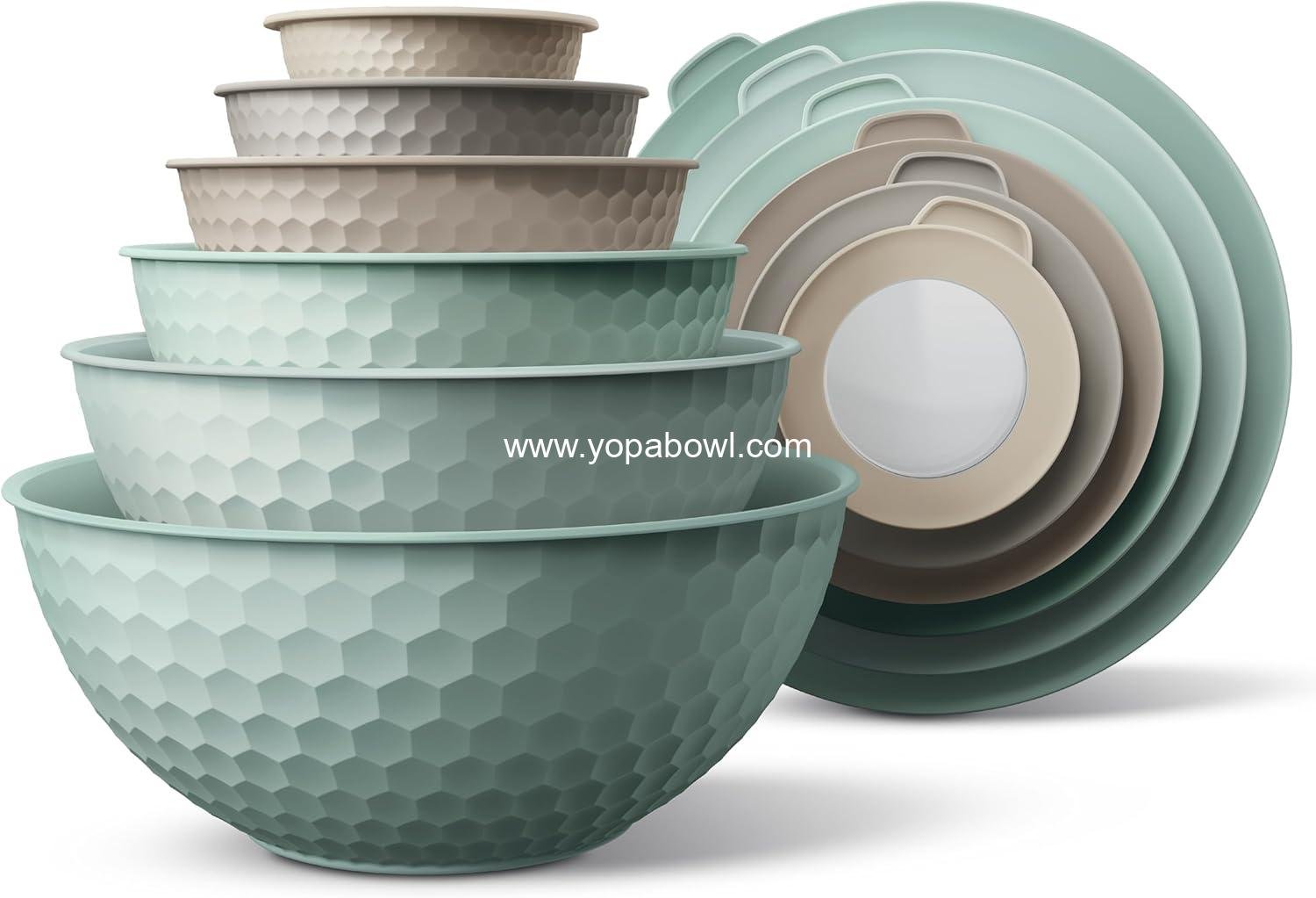 OEM 12 Piece Plastic Nesting Mixing Bowls Set with Lids - Includes 6 Prep Bowls and 6 Lids, Non-Slip Bottom, Embossed Design, Microwave Safe (Mint) - Factory OEM 12 Piece Plastic Nesting Mixing Bowls Set with Lids - Includes 6 Prep Bowls and 6 Lids, Non-Slip Bottom, Embossed Design, Microwave Safe (Mint) - Factory