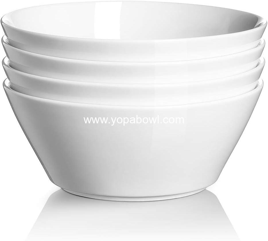 OEM 32 OZ Large White Ceramic Soup Bowls Set of 4 - Ideal for Ramen, Cereal, Pasta, Salad, Fruit - Dishwasher & Microwave Safe Factory