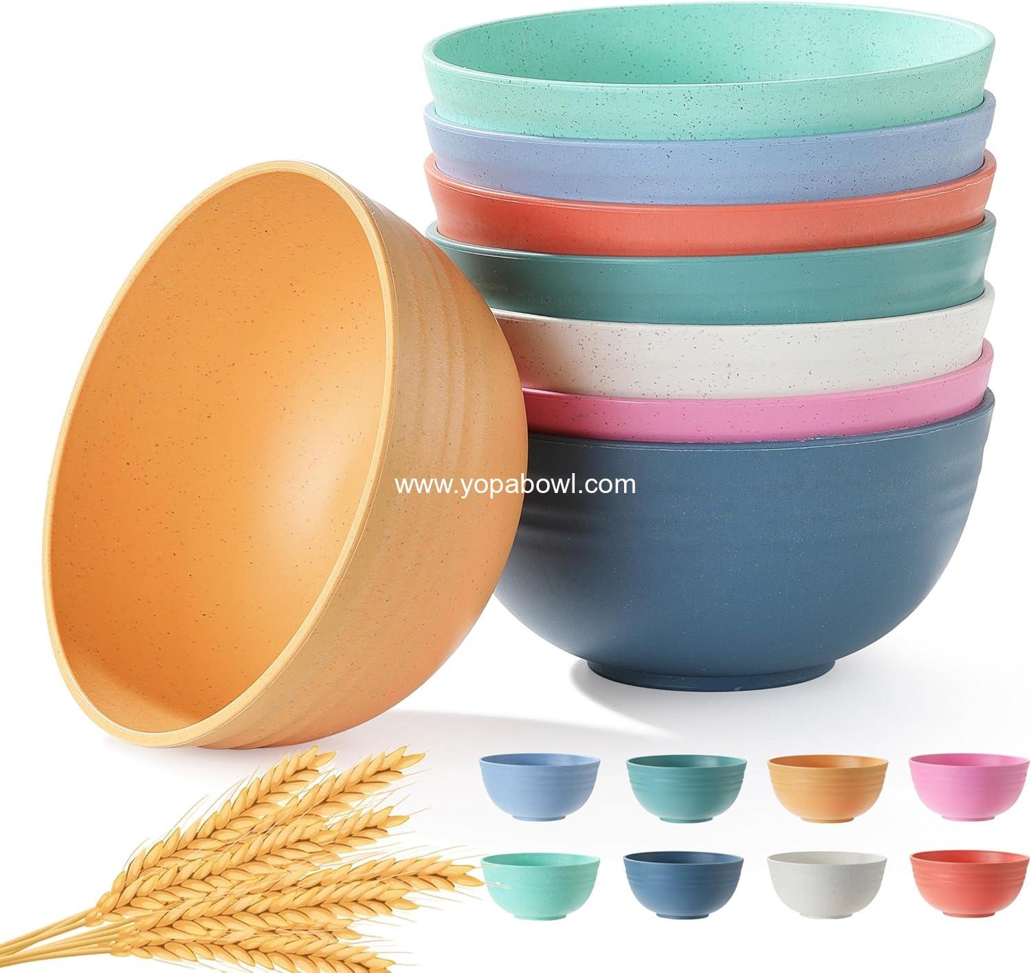 OEM 8PCS Unbreakable Wheat Straw Cereal Bowls, Microwave & Dishwasher Safe, Ideal for Cereal, Snacks, Soups, Salads, and Rice, MultiColors, BPA Free, 26oz, Set of 8, Factory