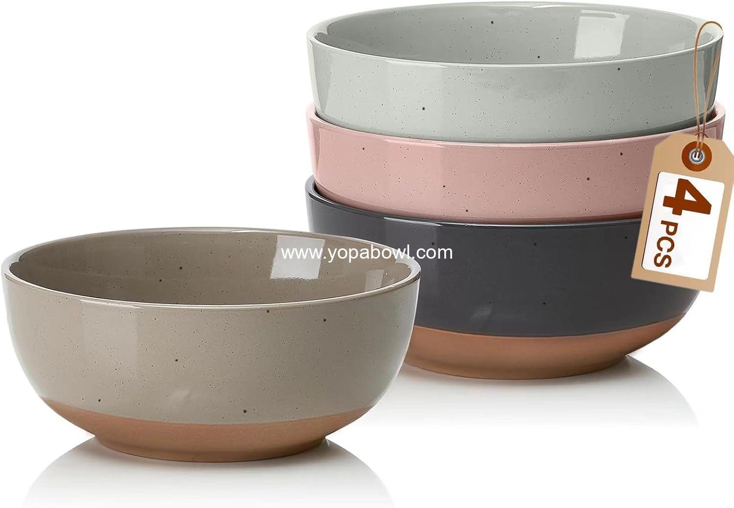 OEM Morandi Color Large Ceramic Bowls Set of 4, 30 Ounce Cereal, Soup, Salad, Oatmeal Serving Bowls - Dishwasher & Microwave Safe, Wholesale Factory
