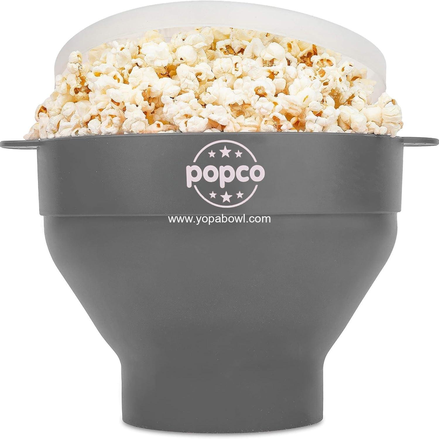 OEM Silicone Microwave Popcorn Popper with Handles, Collapsible Bowl, Dishwasher Safe - Available in 15 Colors (Gray) - Factory