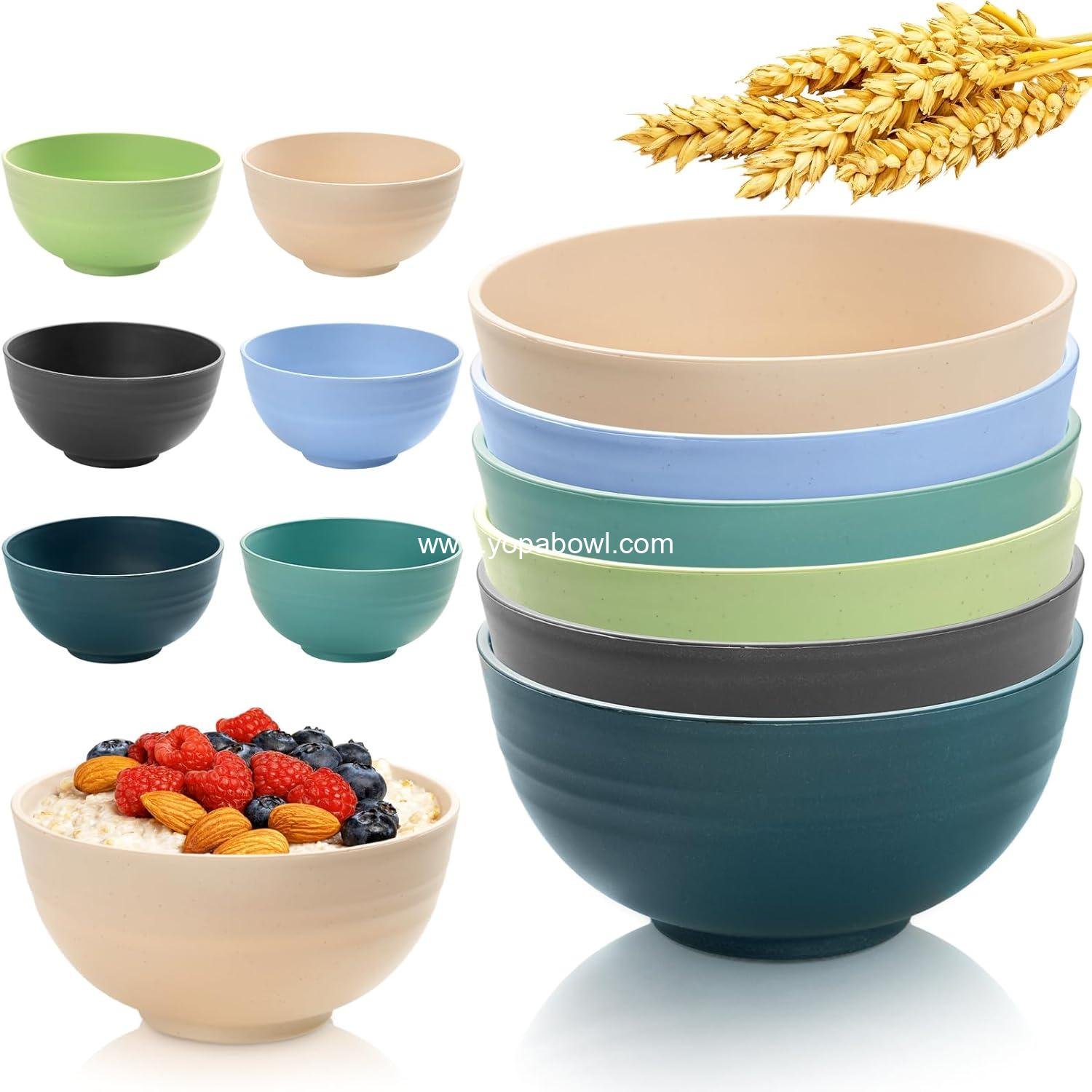 OEM Wheat Straw Bowls - 6 Piece Set 26oz Unbreakable, Microwave & Dishwasher Safe Eco-Friendly Cereal, Soup, Salad, Fruit, Snack & Oatmeal Bowls in 6 Colors, BPA Free, Lightweight Christmas Gifts for All Occasions Factory