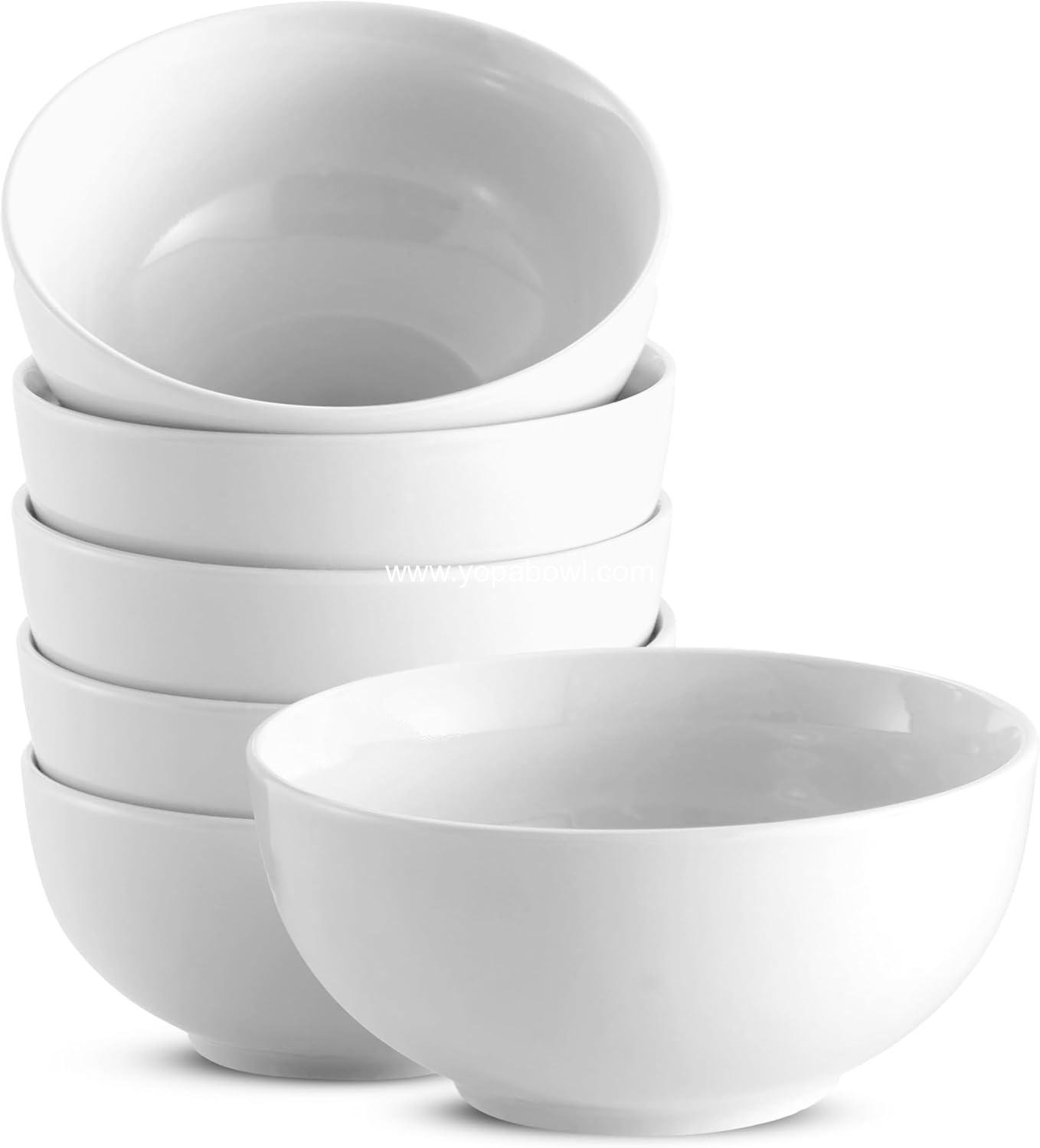 OEM White Ceramic Soup and Cereal Bowls - 20 oz, Set of 6, Deep Interior, Microwave, Dishwasher, and Freezer Safe; Perfect for Pasta, Salad, and Oatmeal - Factory