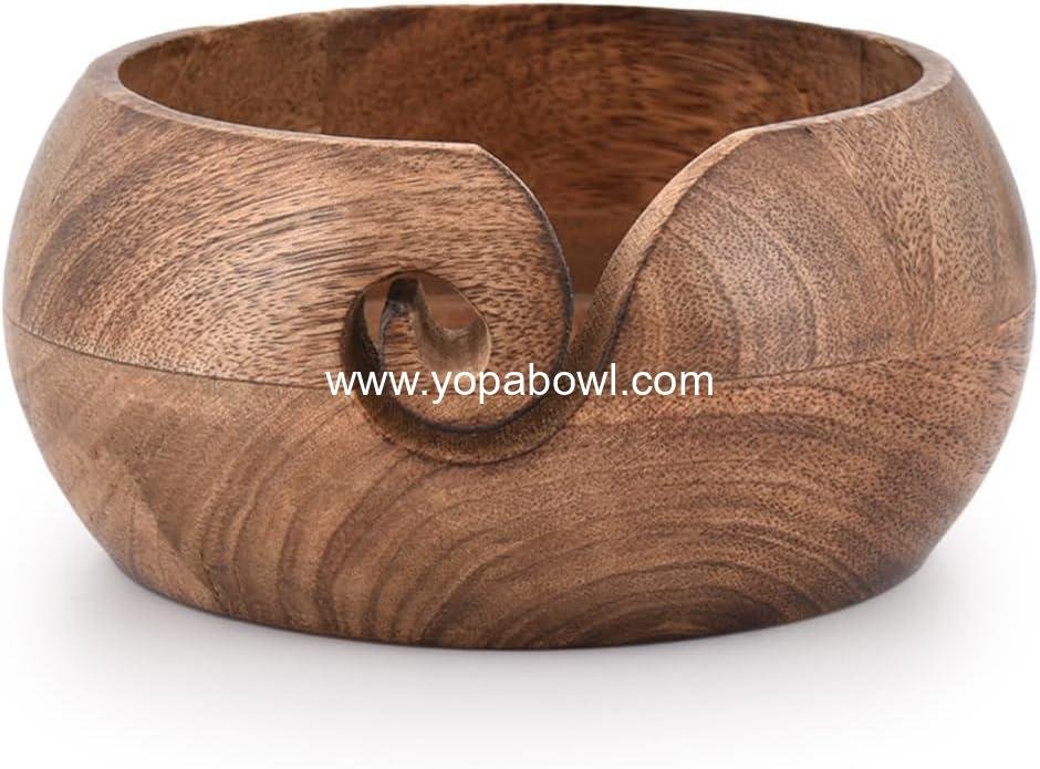 OEM Wooden Yarn Bowl Hand Made from Premium Mango Wood for Knitting and Crochet - 6