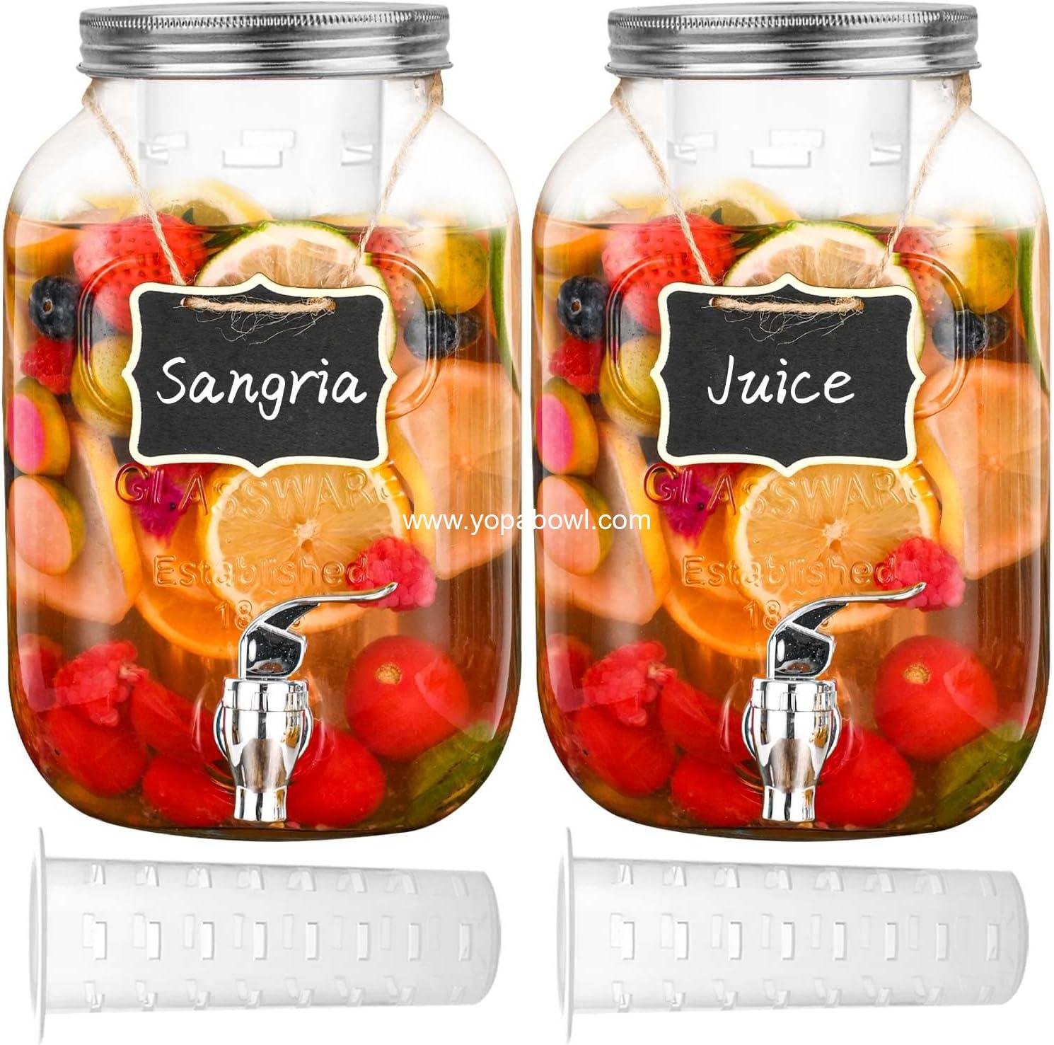 Wholesale 1 Gallon Glass Drink Dispenser Set, 2 Pack Beverage Dispenser with Fruit Infuser, Punch Bowls for Water and Juice, Easy Flow Spigot, Outdoor Use, Manufacturer Wholesale 1 Gallon Glass Drink Dispenser Set, 2 Pack Beverage Dispenser with Fruit Infuser, Punch Bowls for Water and Juice, Easy Flow Spigot, Outdoor Use, Manufacturer