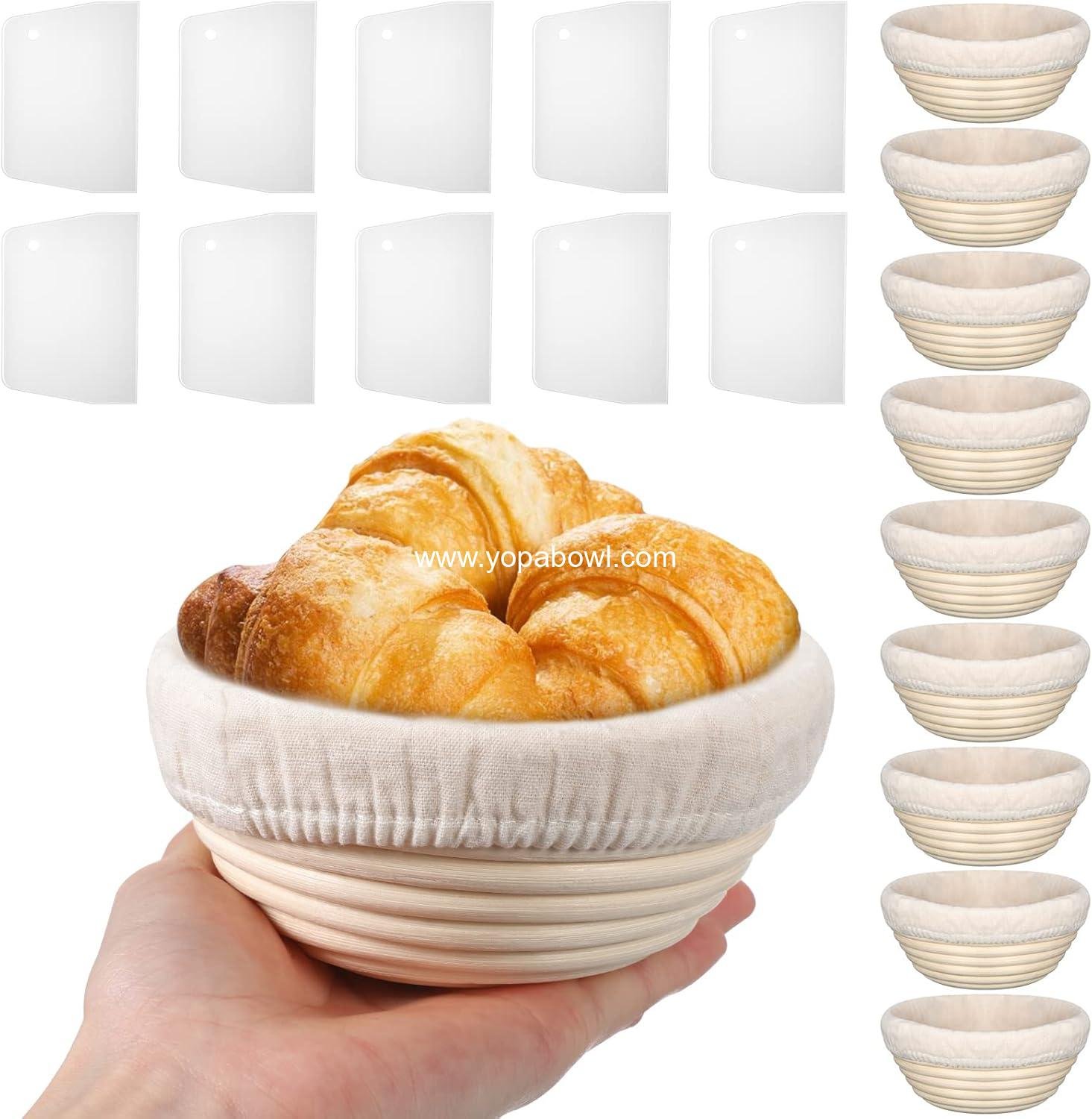 Wholesale 10 Pcs Round Bread Banneton Proofing Basket Set with Liner and Scraper Tool for Sourdough Baking (5 Inch) - Manufacturer Wholesale 10 Pcs Round Bread Banneton Proofing Basket Set with Liner and Scraper Tool for Sourdough Baking (5 Inch) - Manufacturer