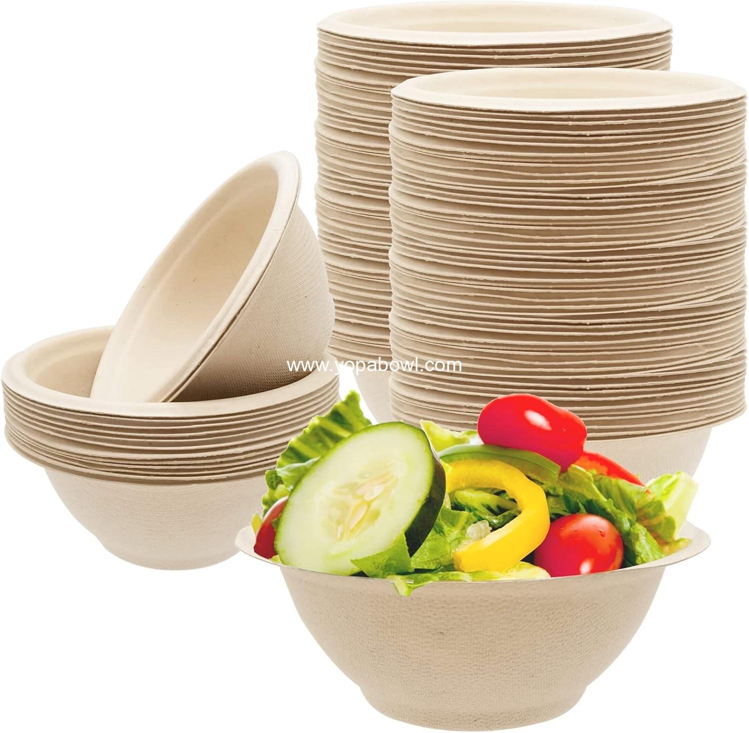 Wholesale 100 Pack 8oz Compostable Paper Bowls, Heavy-Duty Biodegradable Bagasse Bowls, Eco-Friendly Heat Resistant for Ice Cream, Salad, Soup, Snack, Dessert, Pasta, Hot or Cold Use - Factory