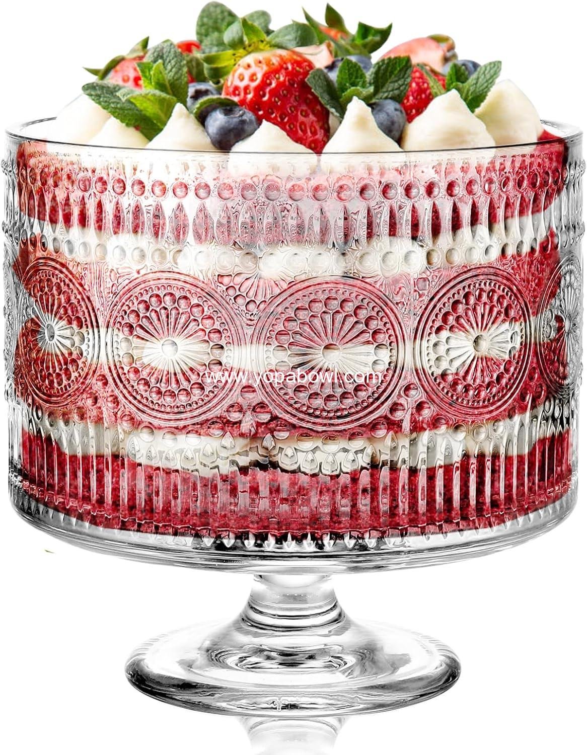 Wholesale 110 oz Glass Trifle Bowl with Pedestal, Serving Dish for Layered Desserts, Fruit, Salads - Factory