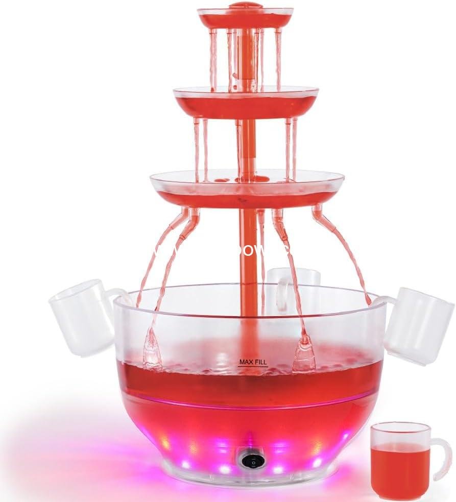 Wholesale 1.5 Gal 3 Tier Punch Bowl Drink Fountain - LED Base, 4 Reusable Cups - Drink Dispenser for Juice, Punch, Pani Puri - Party Hosting Supply Manufacturer Wholesale 1.5 Gal 3 Tier Punch Bowl Drink Fountain - LED Base, 4 Reusable Cups - Drink Dispenser for Juice, Punch, Pani Puri - Party Hosting Supply Manufacturer