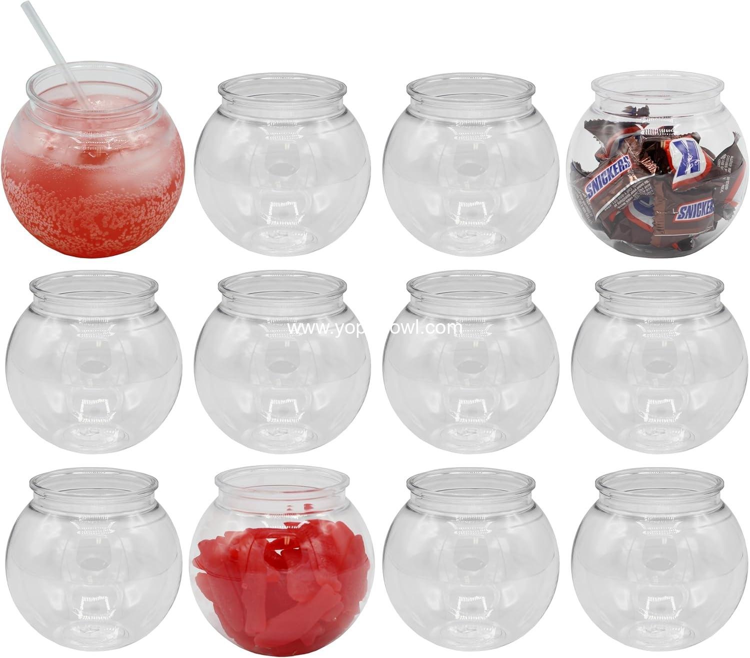 Wholesale 16 oz Clear Plastic Fish Bowls - 4 Inch Shatterproof Ivy Bowls for Carnival Games, Drinks, Candy & More - Pack of 12 Factory
