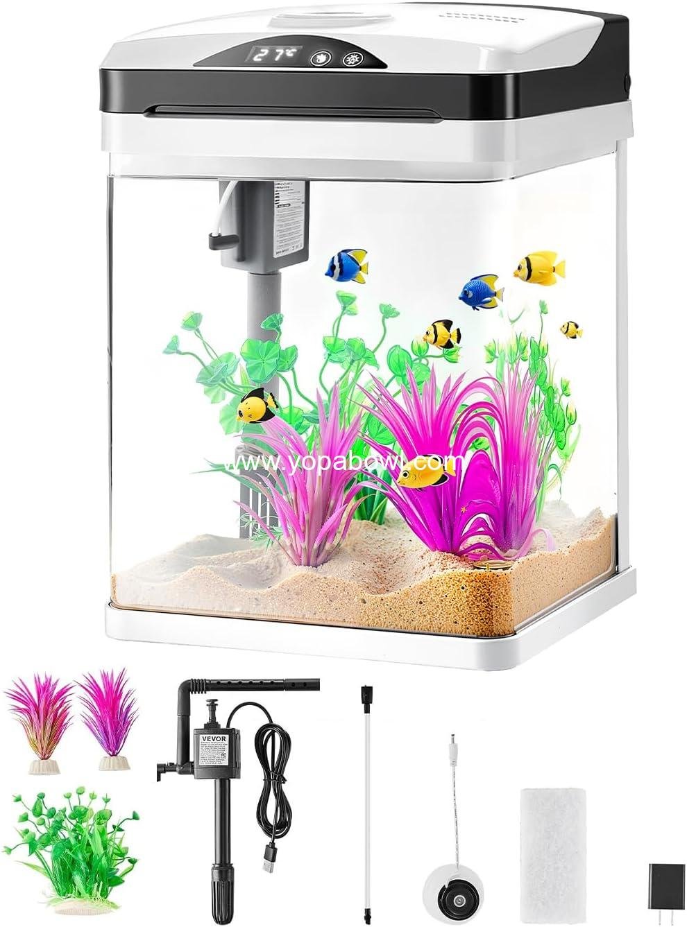 Wholesale 2 Gallon LED Square Ultra-Clear Glass Fish Tank with Temperature Monitoring and Adjustable 7 Color Lighting, Self-Cleaning System for Freshwater & Saltwater Fish, Home, Office, Pet Factory. Wholesale 2 Gallon LED Square Ultra-Clear Glass Fish Tank with Temperature Monitoring and Adjustable 7 Color Lighting, Self-Cleaning System for Freshwater & Saltwater Fish, Home, Office, Pet Factory.