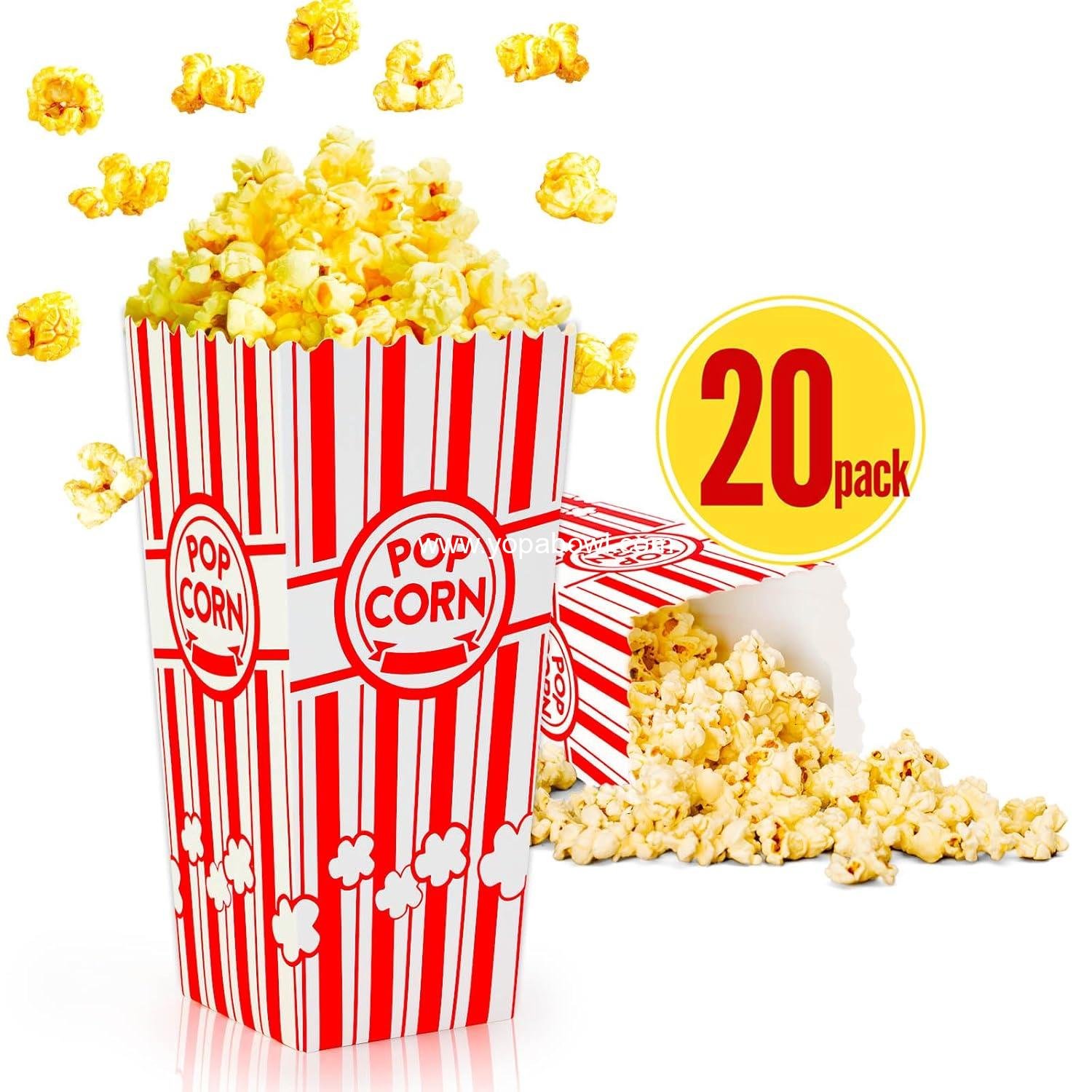 Wholesale 20-Pack Popcorn Boxes, Sturdy 7.75in Tall Popcorn Buckets, Large Capacity Containers, Convenient Movie Night Supplies, Ideal for Families and Parties, Manufacturer Wholesale 20-Pack Popcorn Boxes, Sturdy 7.75in Tall Popcorn Buckets, Large Capacity Containers, Convenient Movie Night Supplies, Ideal for Families and Parties, Manufacturer