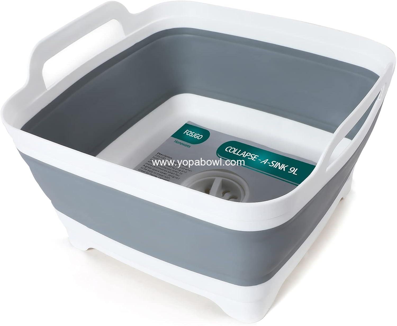 Wholesale 2.4 Gal (9L) Collapsible Dish Basin with Drain Plug - Space Saving Multiuse Foldable Sink Tub for Camping, Vegetable Washing, and Beverage Cooling - Factory