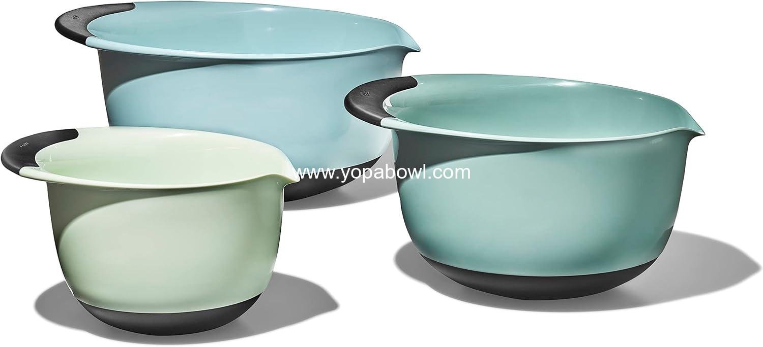 Wholesale 3-Piece Plastic Mixing Bowl Set - Cadet Blue, Tower Gray, Jade, Small, Medium, Large Factory