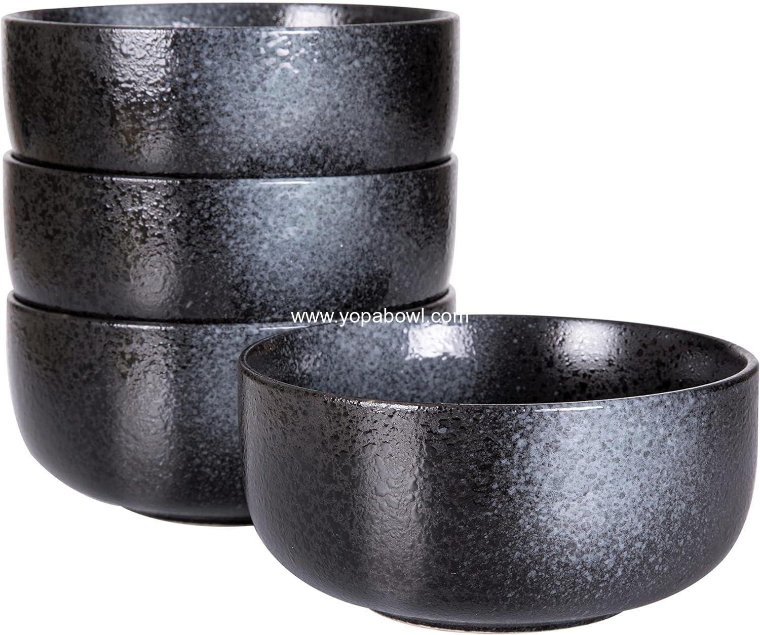 Wholesale 36 Ounce Ceramic Soup Bowls Set - Large Capacity Kitchen Bowls for Cereal, Noodles, Soup, and Breakfast, Microwave and Dishwasher Safe, Set of 4, Black and Grey, Factory