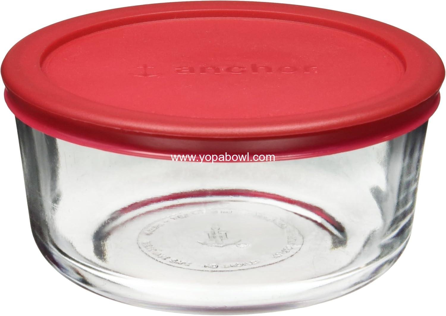 Wholesale 4 Cup Classic Glass Food Storage Container with Lid, Red - Factory