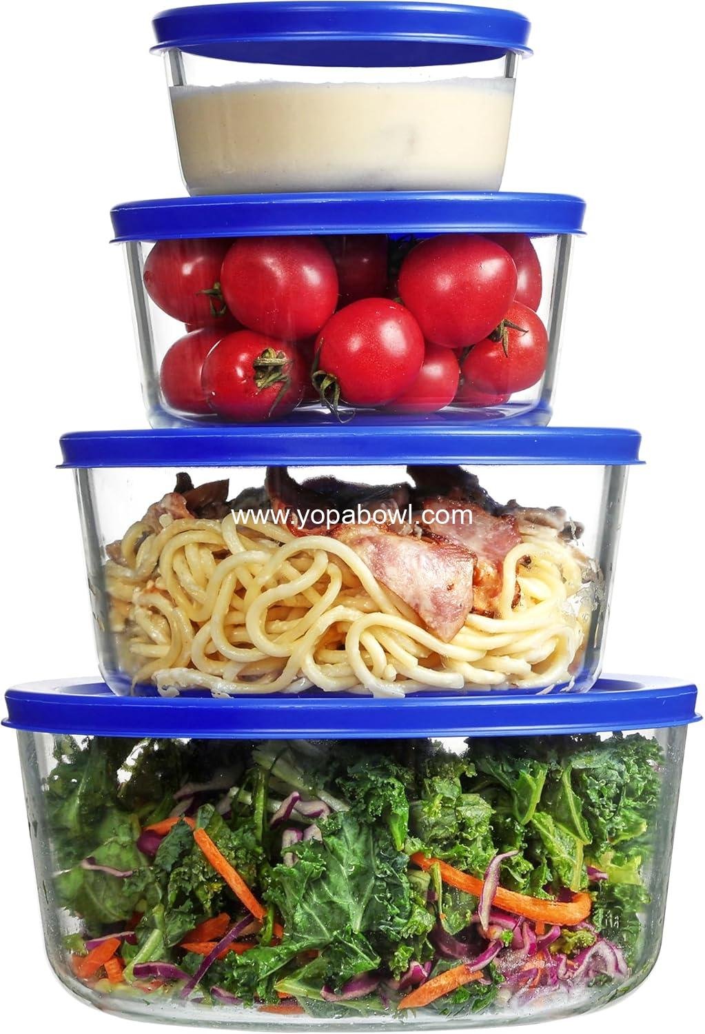 Wholesale 4 Pack Glass Bowls with Lids (1, 2, 4, 7 Cup) Food Storage Containers for Meal Prep, Leftovers, and Lunch, Microwave, Dishwasher & Freezer Safe - Factory