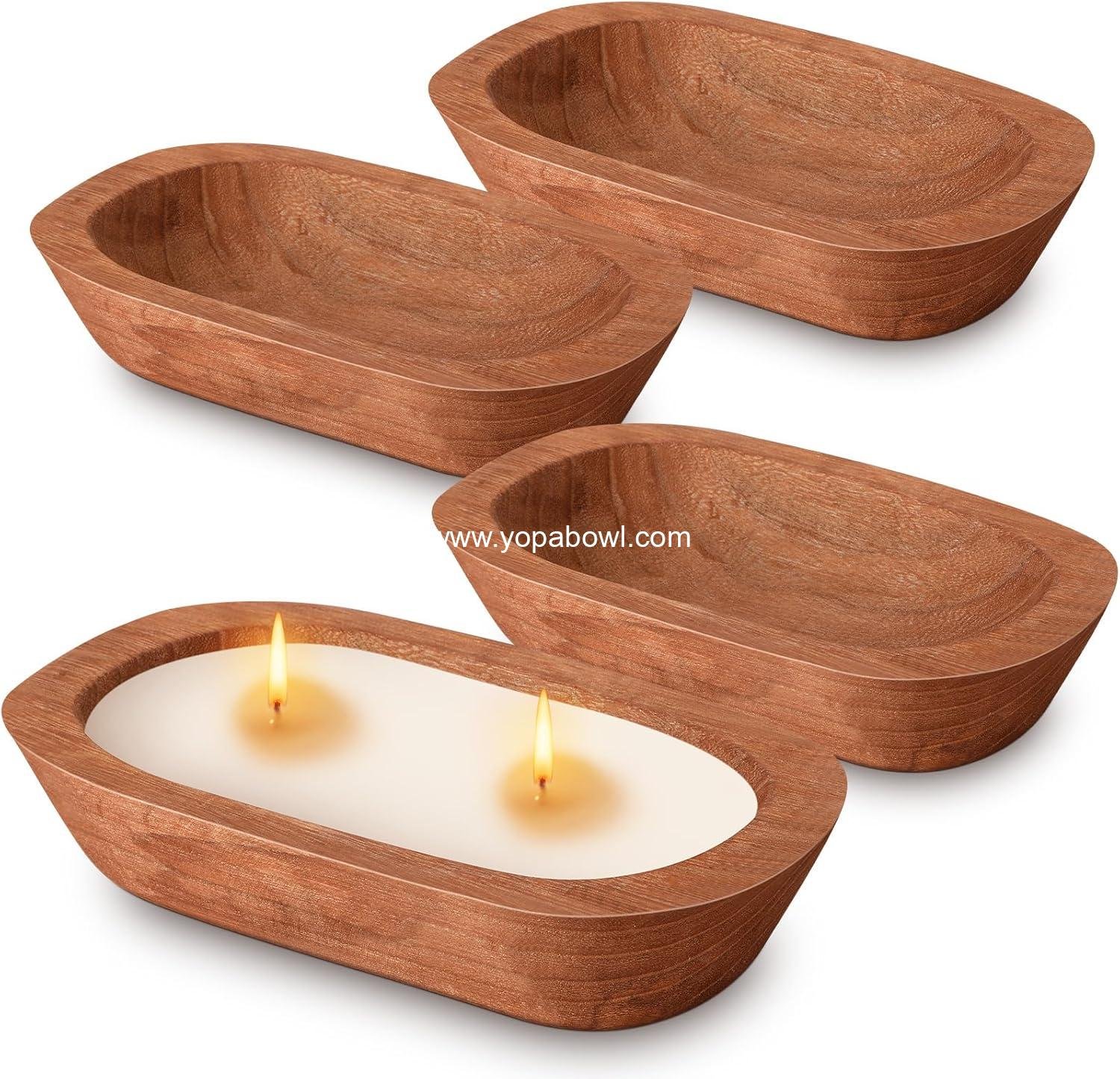 Wholesale 4 Pcs Rustic Wooden Dough Bowls - Decorative Table Centerpiece for Living Room and Kitchen, Brown, 10