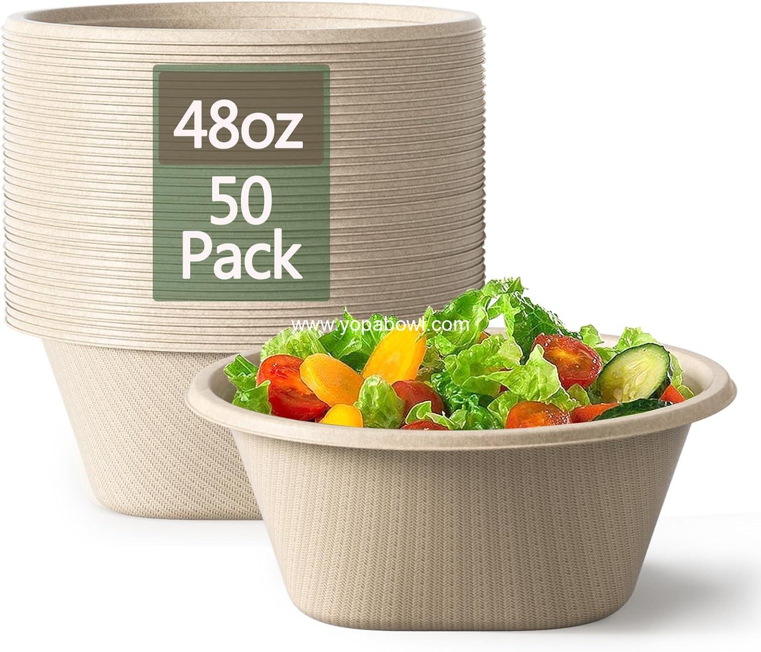 Wholesale 48 Oz Disposable Bowls - Heavy Duty Compostable Bowls Made from Sugarcane and Bamboo Fibers, Microwave Safe - Large Paper Bowls for Soup, Salad, Ramen, Popcorn, etc. [50 Pack] Factory