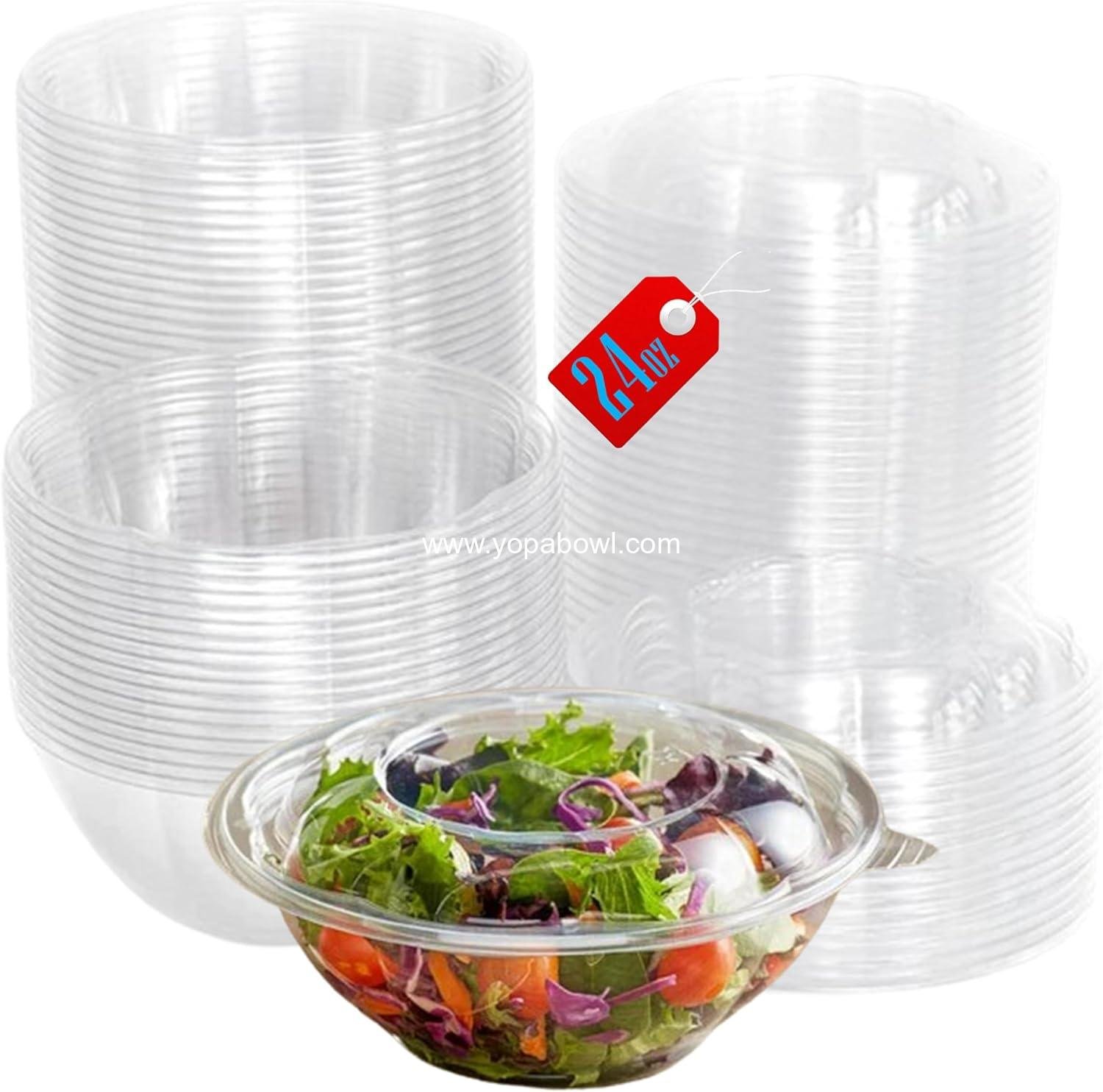 Wholesale 50 Pack Clear 24 Ounce Plastic Salad Bowls with Snap-On Lids - Airtight Disposable Containers for Lunch, Meal Prep, and Parties - Ideal for Salad Use, Factory