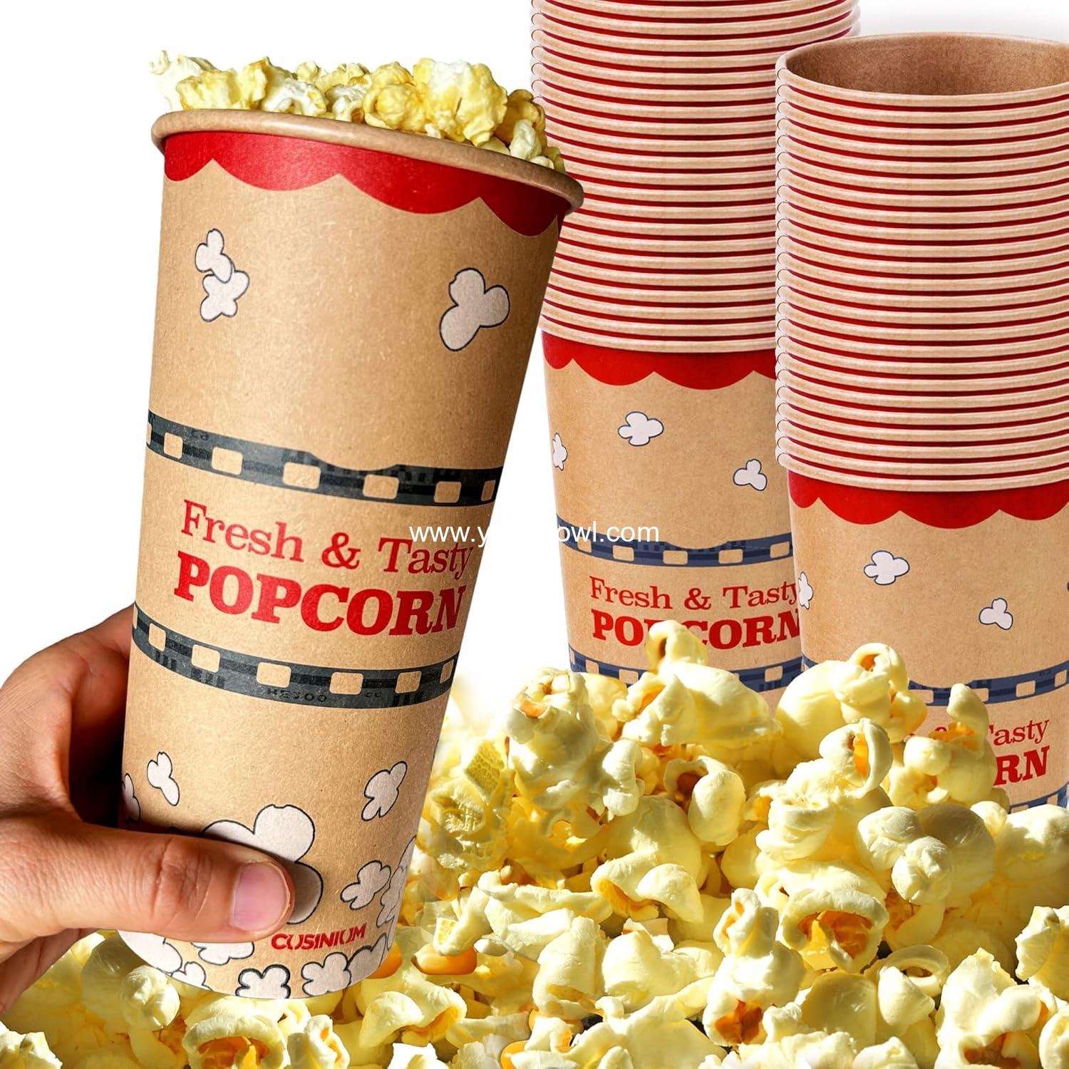 Wholesale 50-Pack Kraft Popcorn Buckets [24 oz] - Large Popcorn Tubs Factory