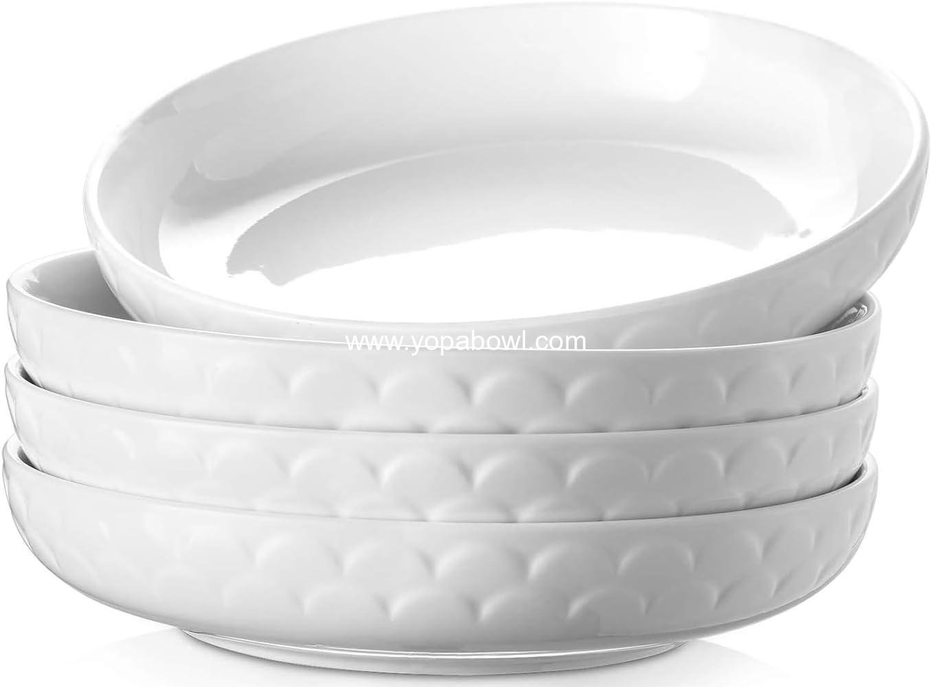 Wholesale 54 oz Pasta Bowls Set of 4, Textured Motif Large Salad Serving Bowls, Ceramic White Soup Dishes for Kitchen Meal Prep, Shallow Dinnerware, Manufacturer Wholesale 54 oz Pasta Bowls Set of 4, Textured Motif Large Salad Serving Bowls, Ceramic White Soup Dishes for Kitchen Meal Prep, Shallow Dinnerware, Manufacturer