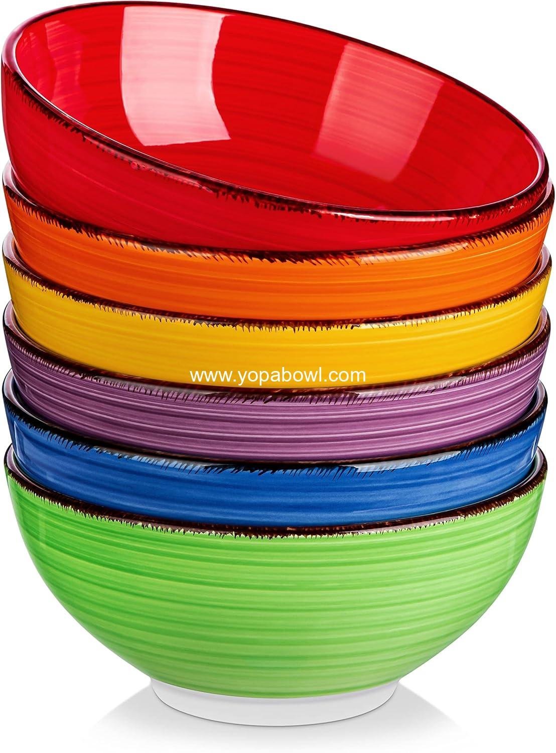 Wholesale 6 Inch Colorful Cereal Soup Bowls Set of 6 - 27 Oz Ceramic, Microwave & Dishwasher Safe, Factory Wholesale 6 Inch Colorful Cereal Soup Bowls Set of 6 - 27 Oz Ceramic, Microwave & Dishwasher Safe, Factory