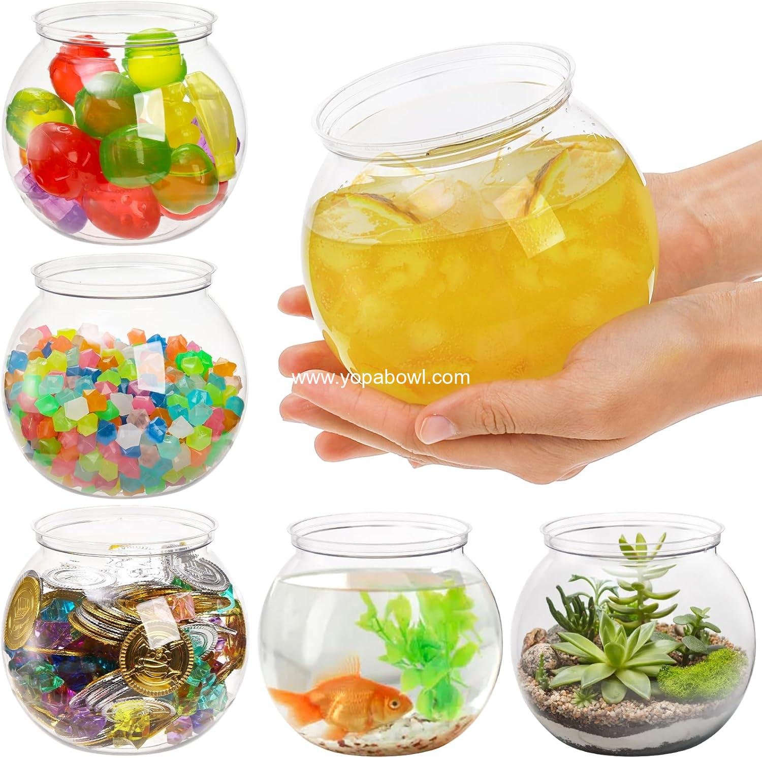 Wholesale 6 Pack Mini Fish Bowls, 26 Oz Unbreakable Bubble Ball Vases for Party Decor, Carnival Games, Candy, Table Centerpiece, BPA Free, Clear Factory