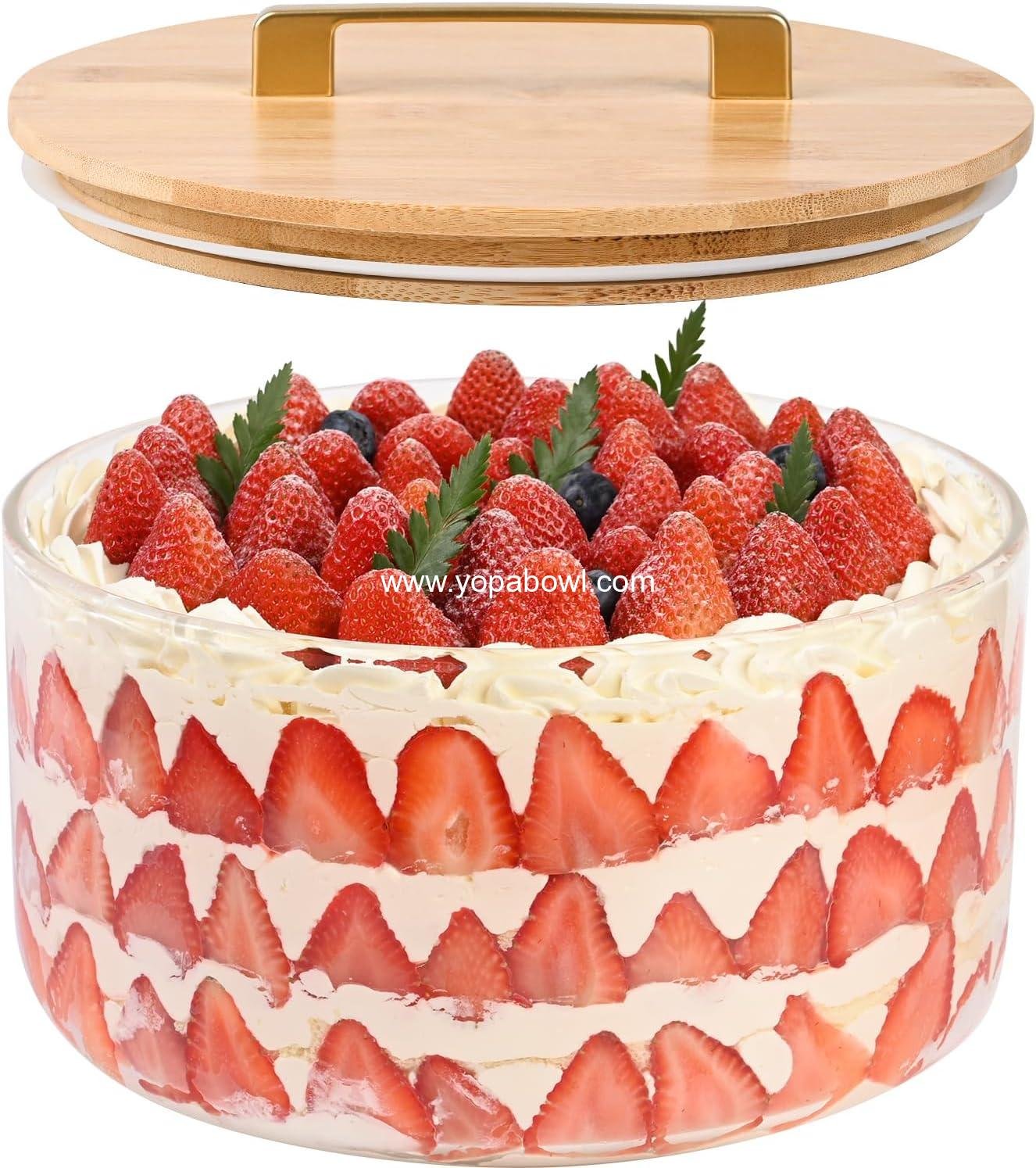 Wholesale 9 Inch Large Glass Salad and Trifle Bowl with Lid, 155 oz Versatile Mixing and Serving Dish for Fruit, Ice Cream, Cake, Cupcakes, Baking, and Dessert, Microwave Safe Manufacturer