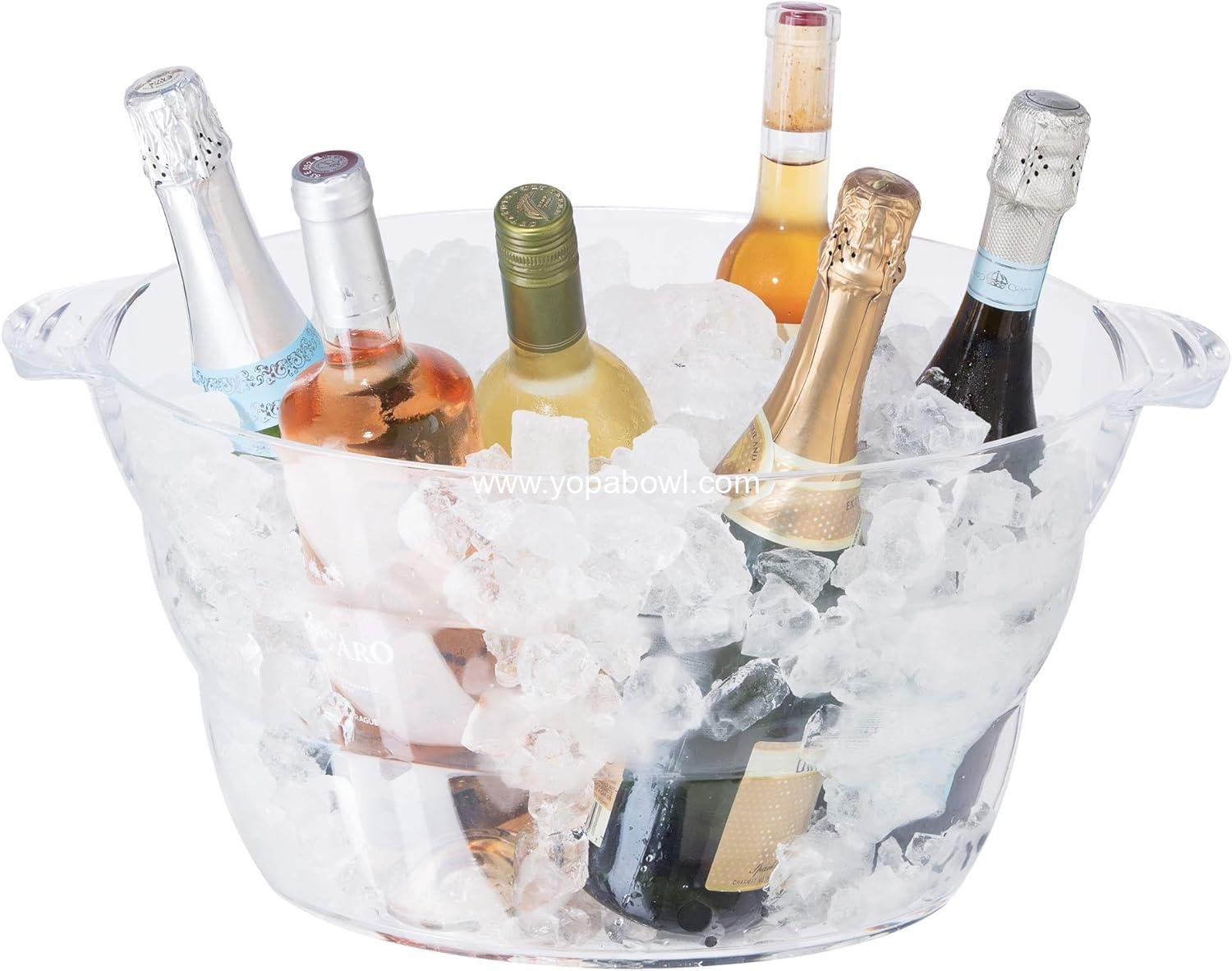 Wholesale Acrylic Oval Party Tub - Clear Beverage Cooler with Handles, Wine and Beer Chiller, Ideal for Indoor or Outdoor Bars, 18.5